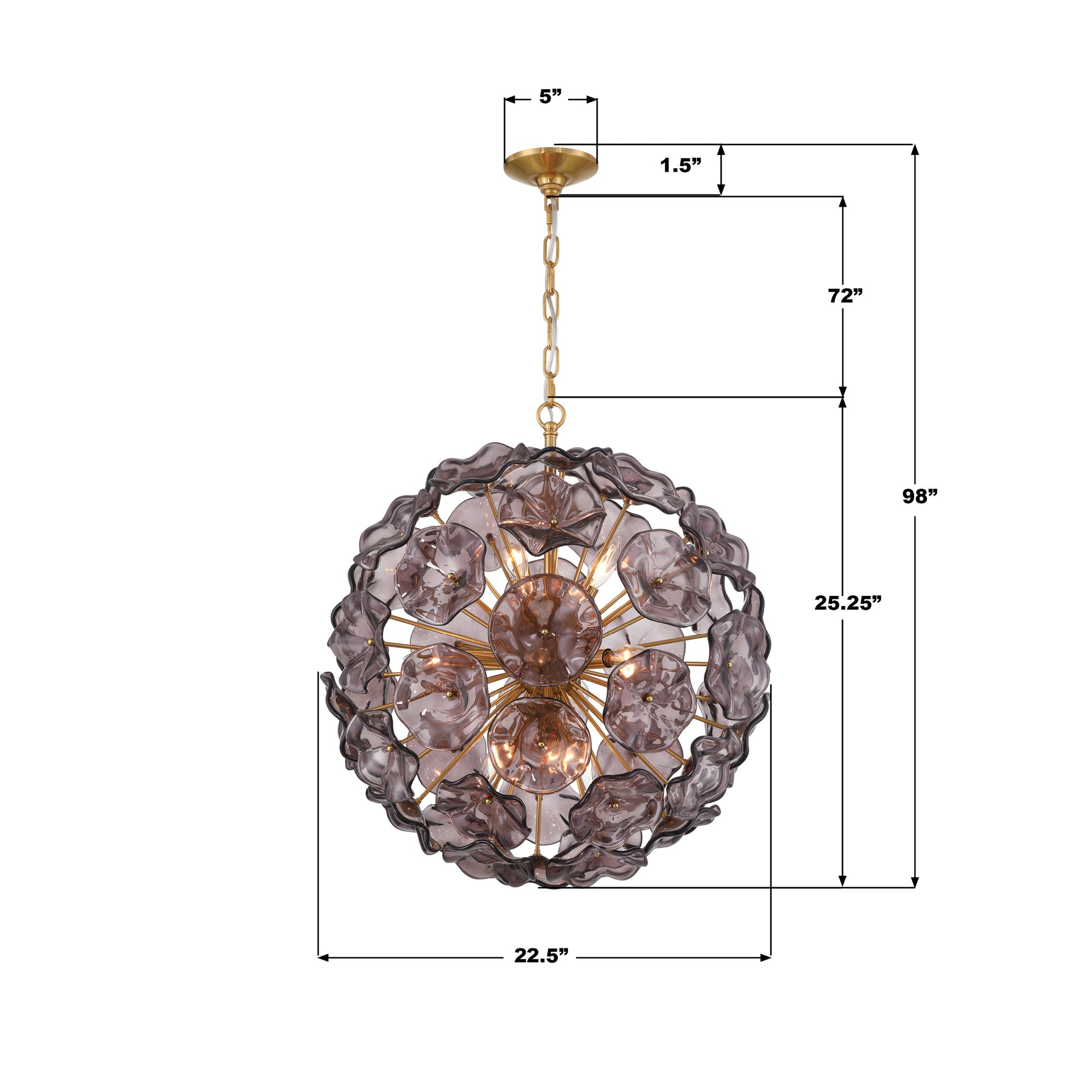 Crystorama Esme ESM-4006-AG-SM – 22.5 Inch – 9 Light – Pendant Light – Aged Brass – Dry Rated