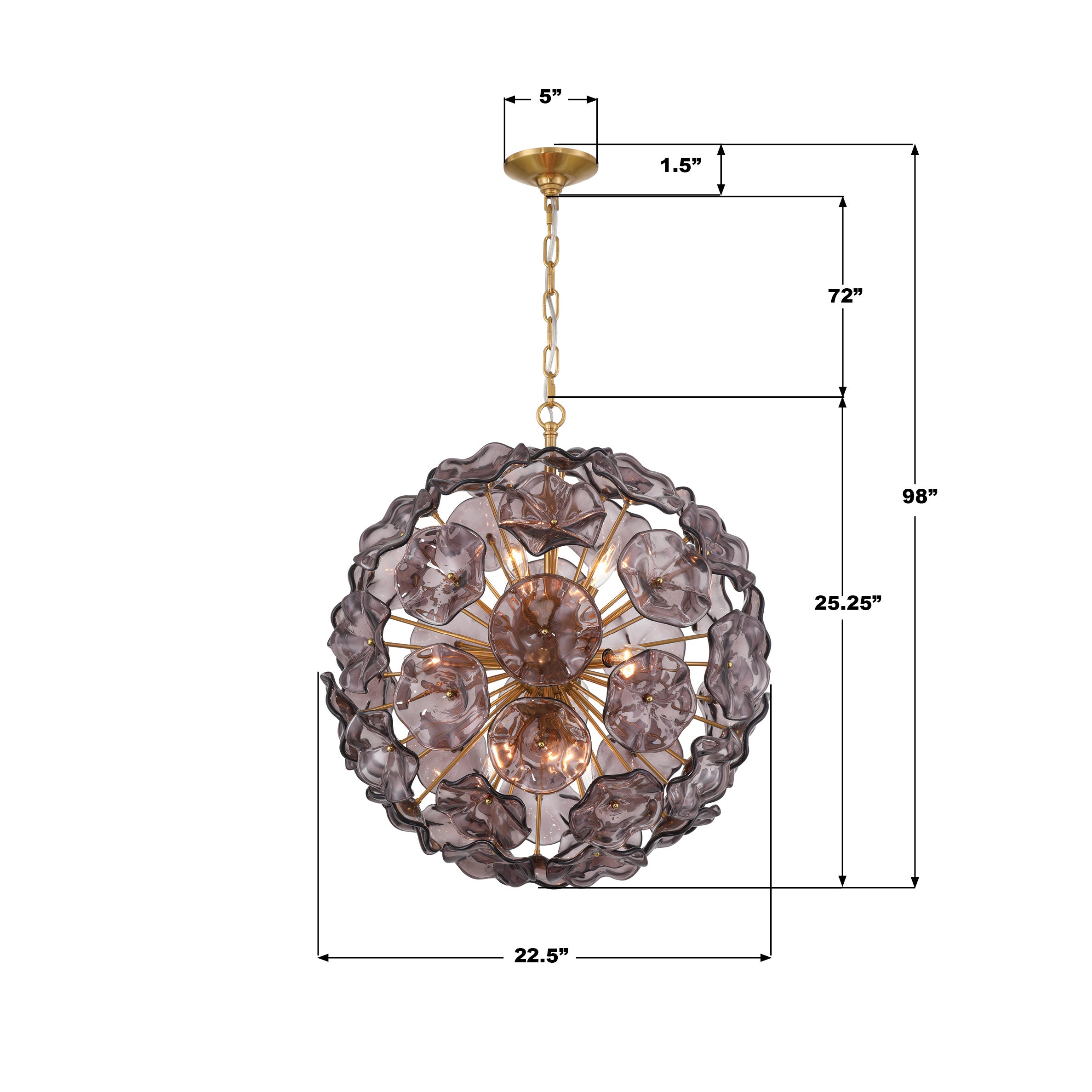 Crystorama Esme ESM-4006-AG-SM – 22.5 Inch – 9 Light – Pendant Light – Aged Brass – Dry Rated