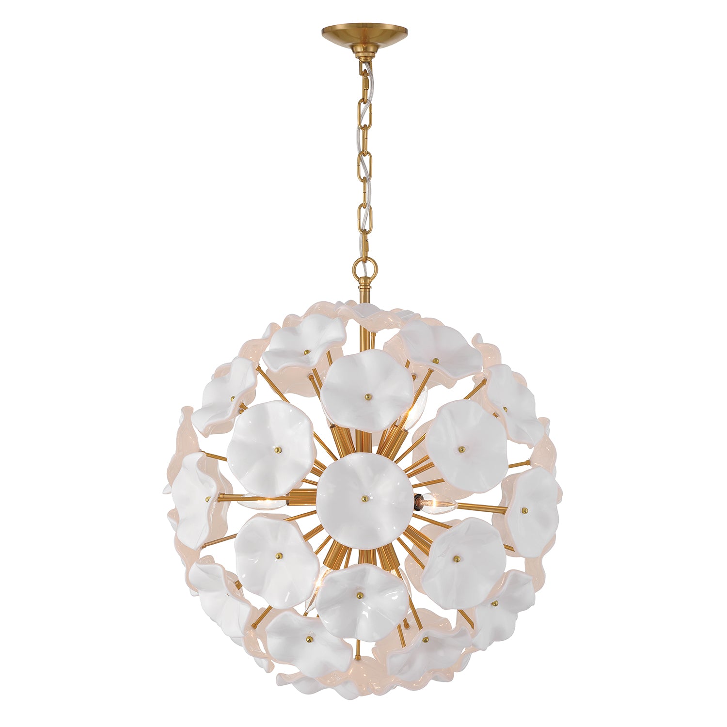 Crystorama Esme ESM-4006-AG-WH – 22.5 Inch – 9 Light – Pendant Light – Aged Brass – Dry Rated