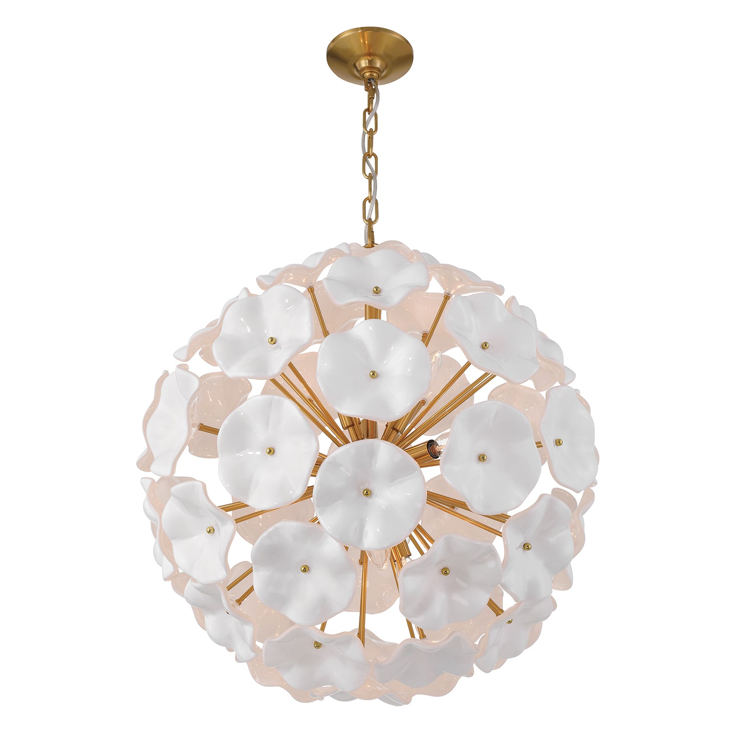 Crystorama Esme ESM-4006-AG-WH – 22.5 Inch – 9 Light – Pendant Light – Aged Brass – Dry Rated