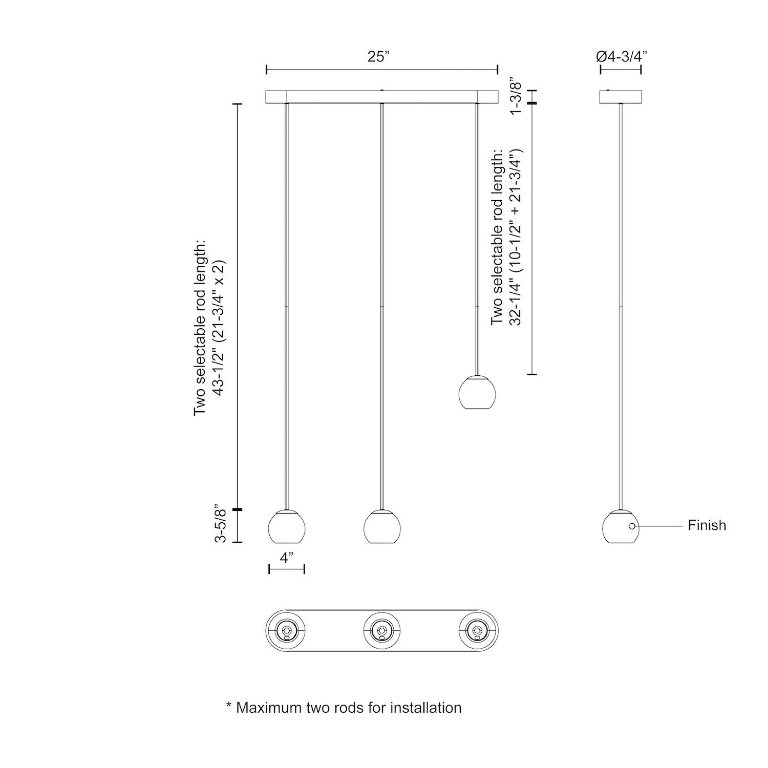 Europa Black LED Multi Pendant