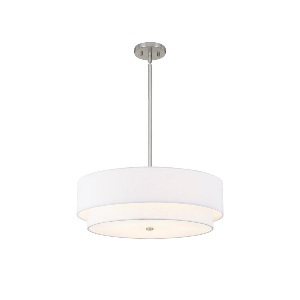 Justice Design Group CLASSIC FAB-9776-WHTE-NCKL Pendant - Brushed Nickel Nckl