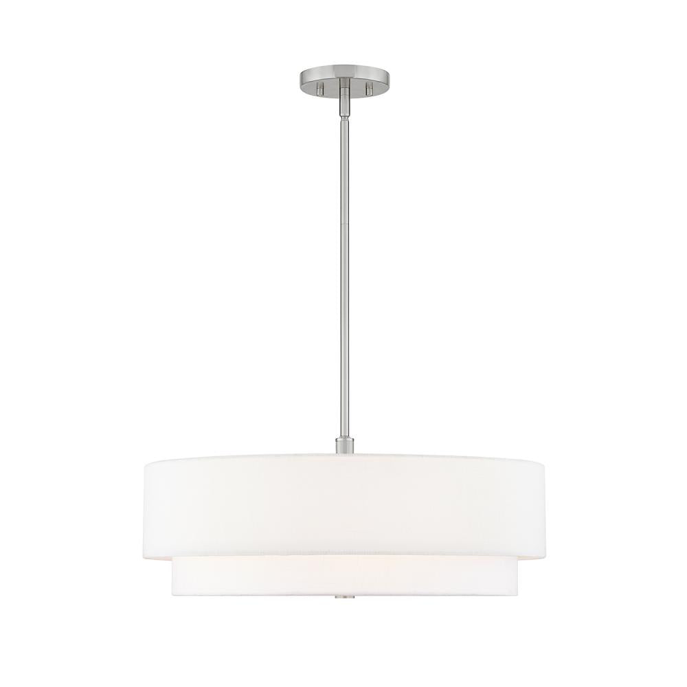 Justice Design Group CLASSIC FAB-9776-WHTE-NCKL Pendant - Brushed Nickel Nckl