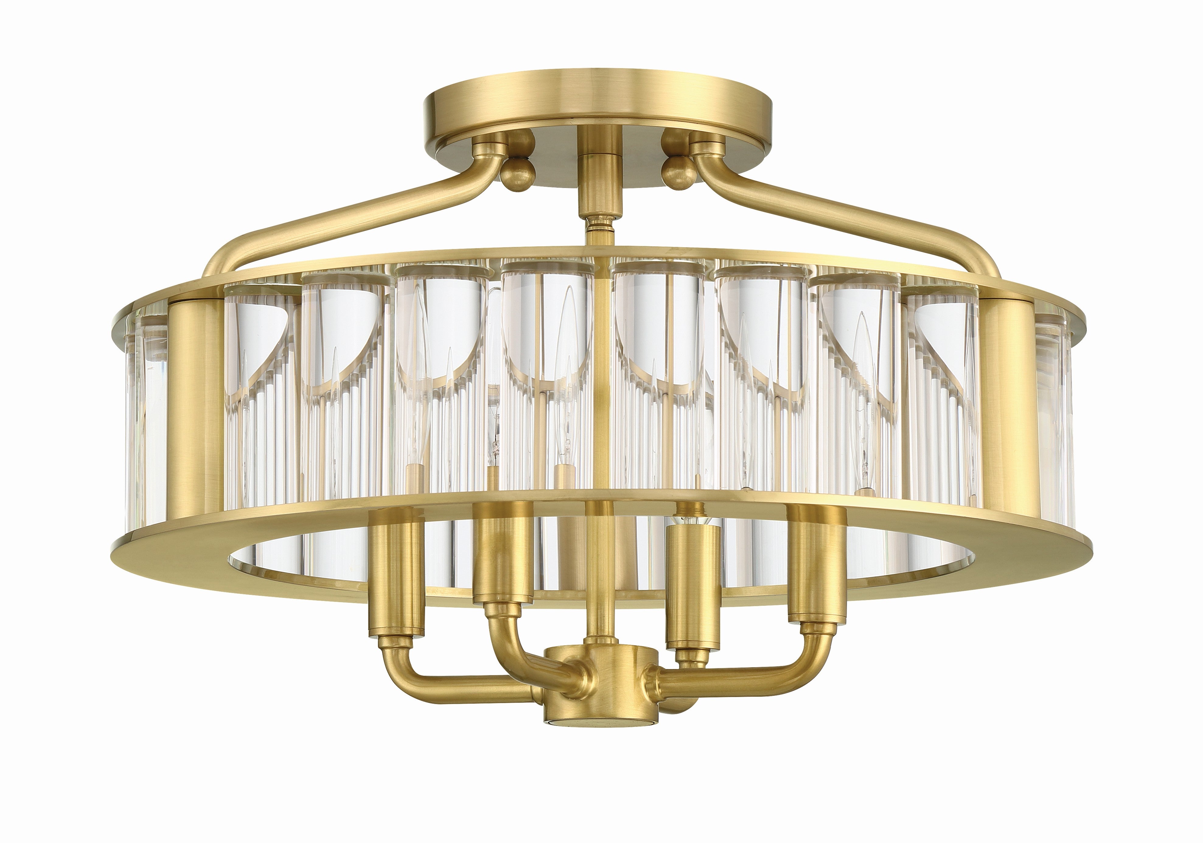 Crystorama Farris FAR-6000-AG – 16.5 Inch – 4 Light – Semi Flush Mount Light – Aged Brass – Dry Rated
