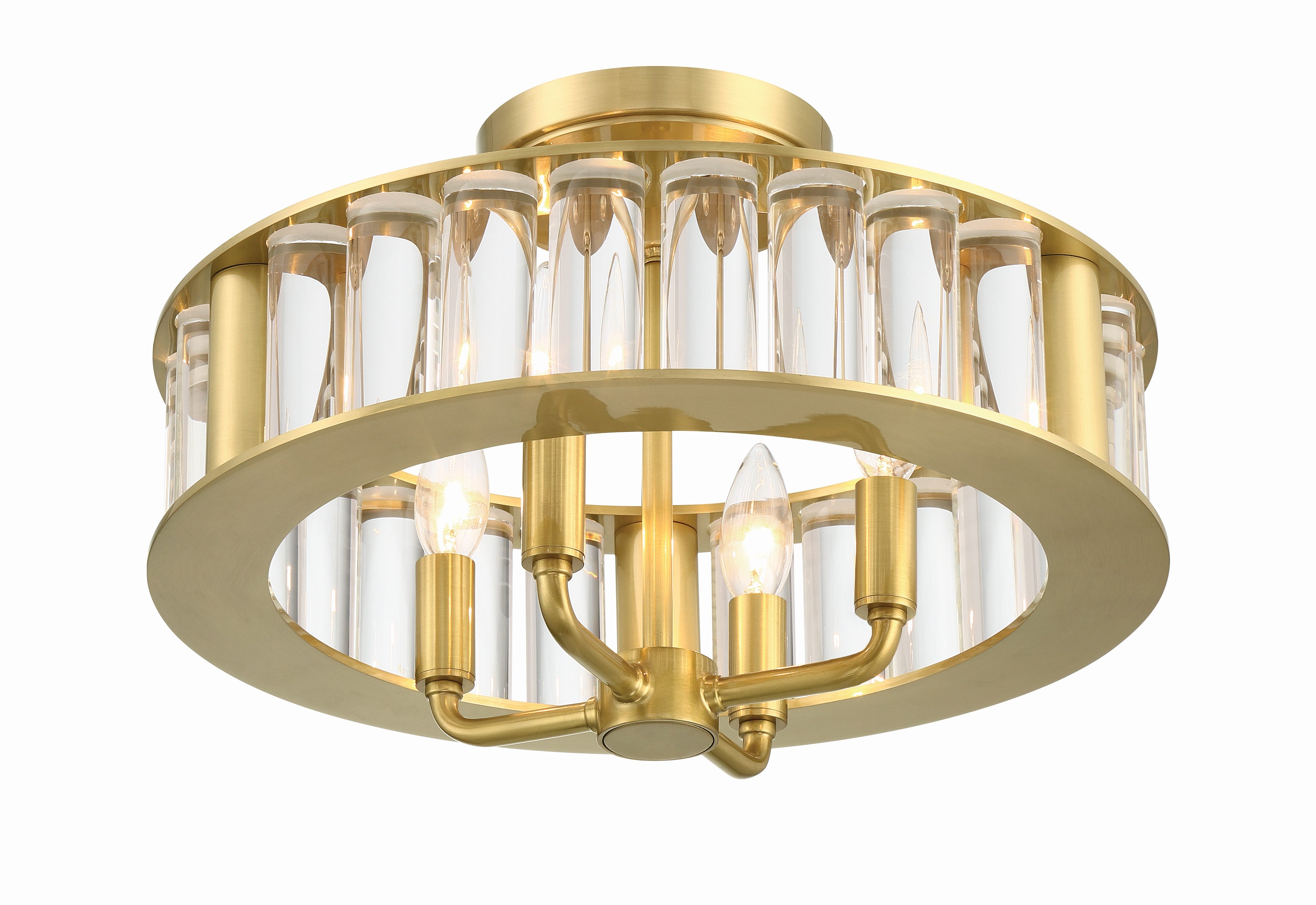 Crystorama Farris FAR-6000-AG – 16.5 Inch – 4 Light – Semi Flush Mount Light – Aged Brass – Dry Rated