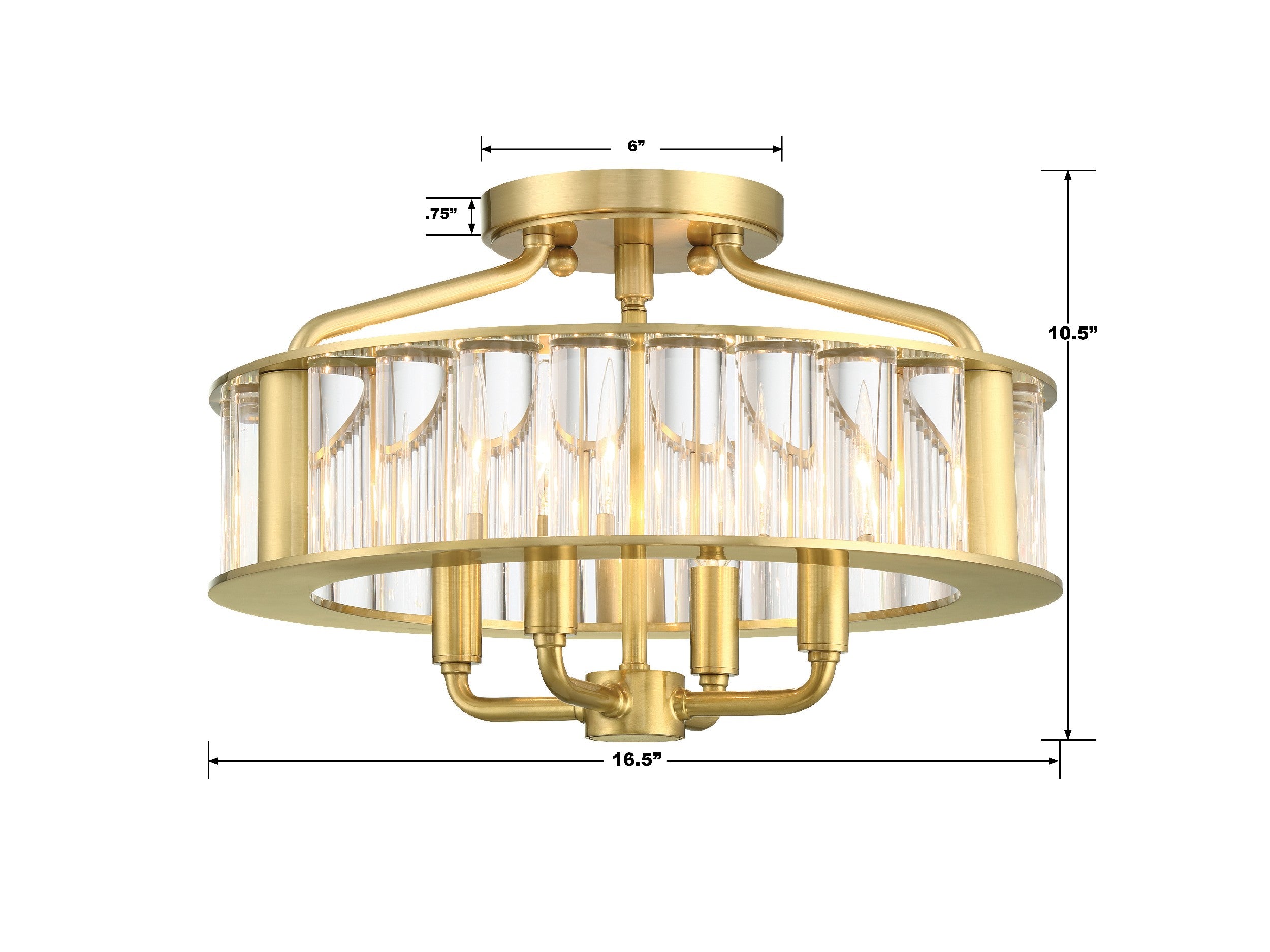 Crystorama Farris FAR-6000-AG – 16.5 Inch – 4 Light – Semi Flush Mount Light – Aged Brass – Dry Rated