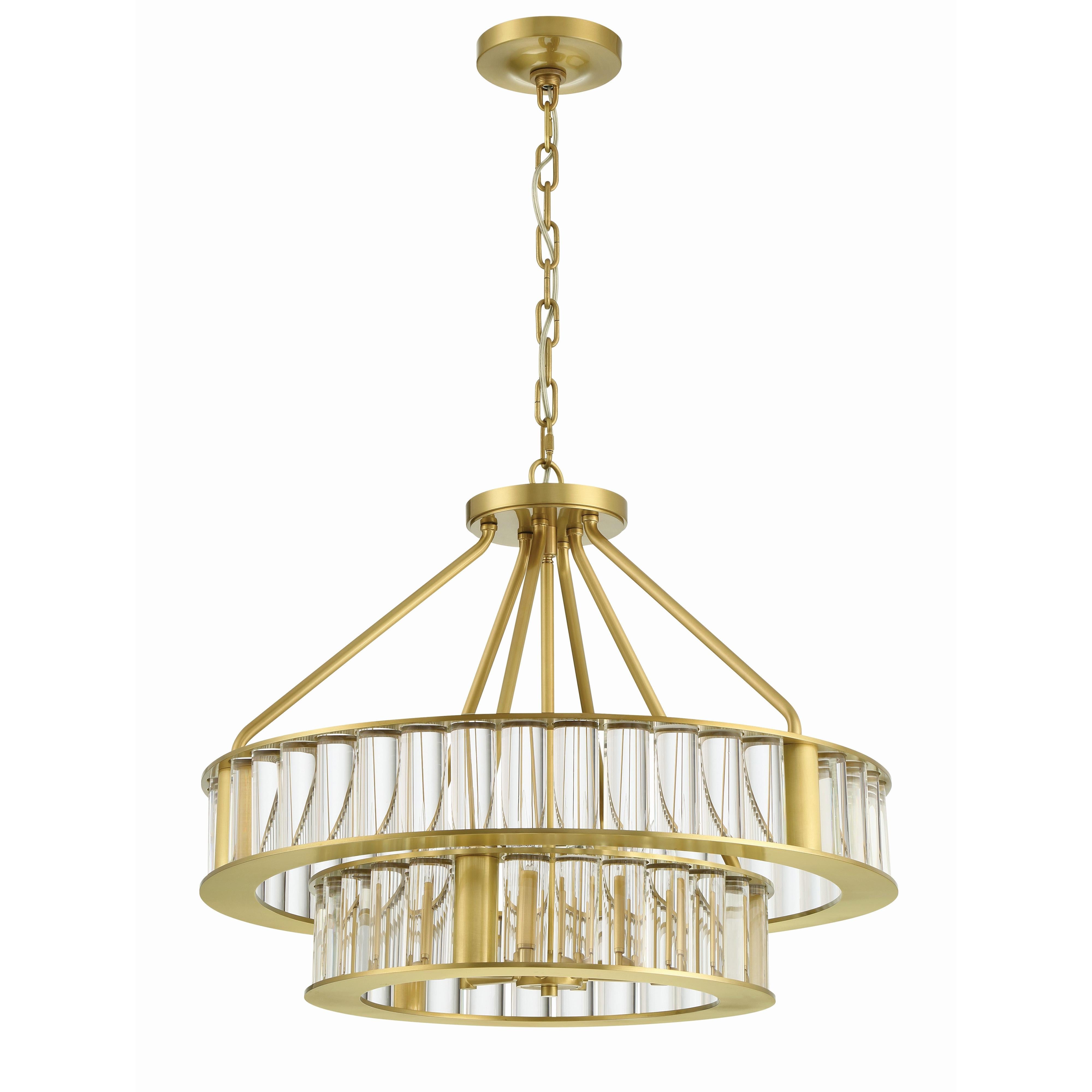 Crystorama Farris FAR-6006-AG – 24.5 Inch – 6 Light – Chandelier – Aged Brass – Dry Rated