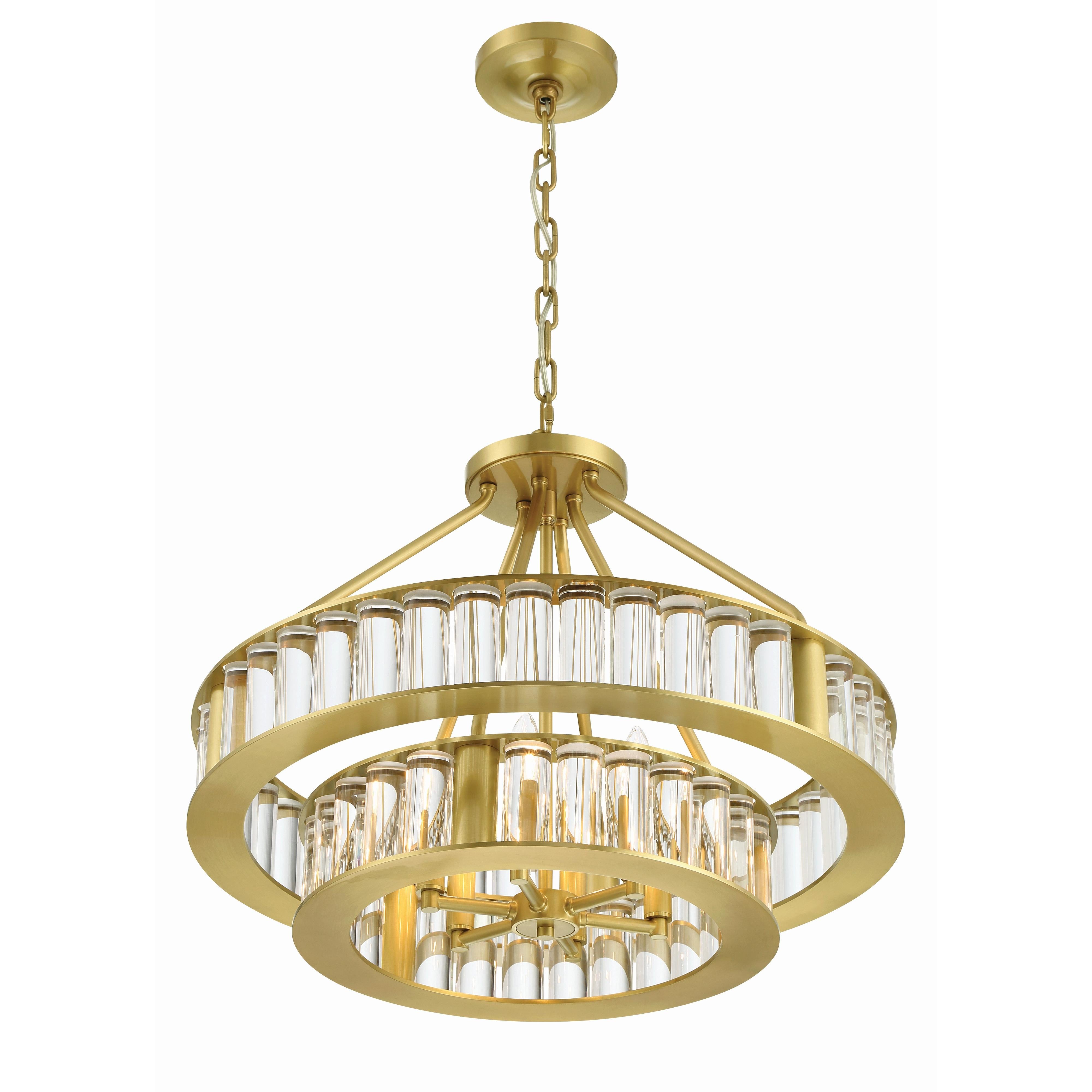 Crystorama Farris FAR-6006-AG – 24.5 Inch – 6 Light – Chandelier – Aged Brass – Dry Rated