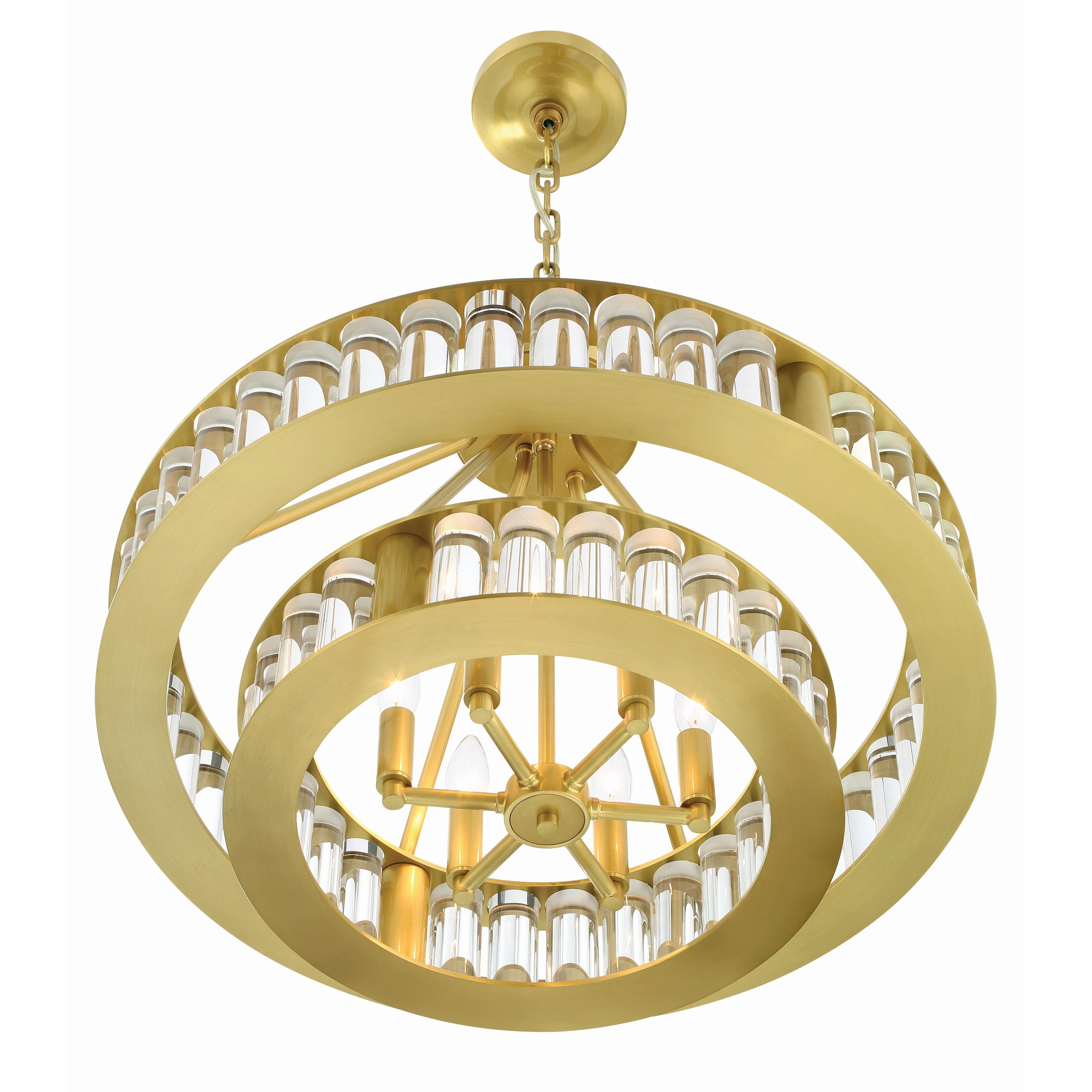 Crystorama Farris FAR-6006-AG – 24.5 Inch – 6 Light – Chandelier – Aged Brass – Dry Rated