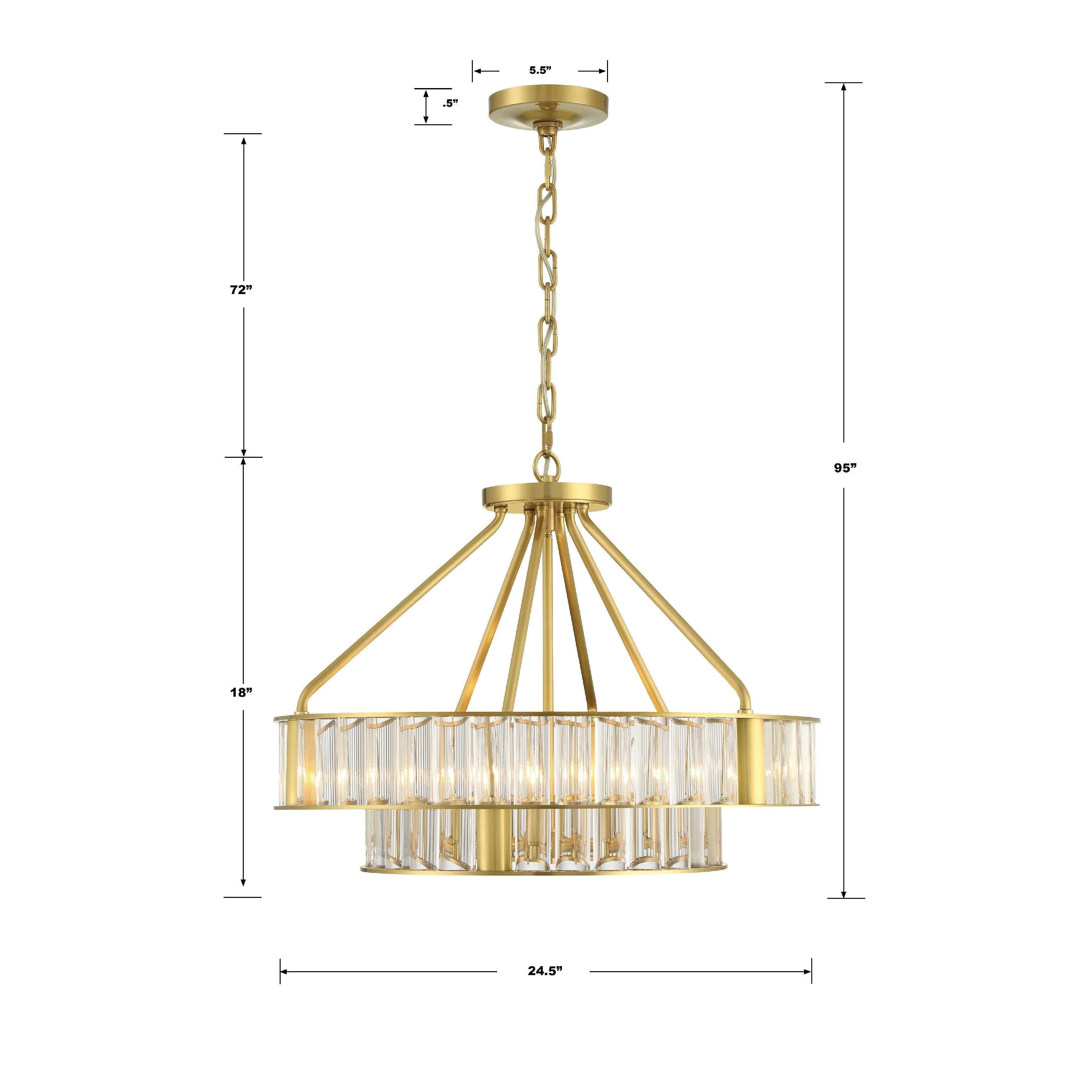 Crystorama Farris FAR-6006-AG – 24.5 Inch – 6 Light – Chandelier – Aged Brass – Dry Rated