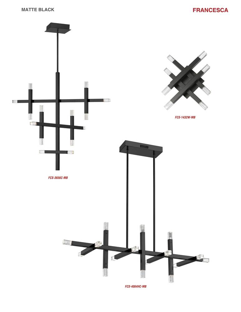 Dainolite FRANCESCA FCS-3656C-MB Chandelier Contemporary - Matte Black