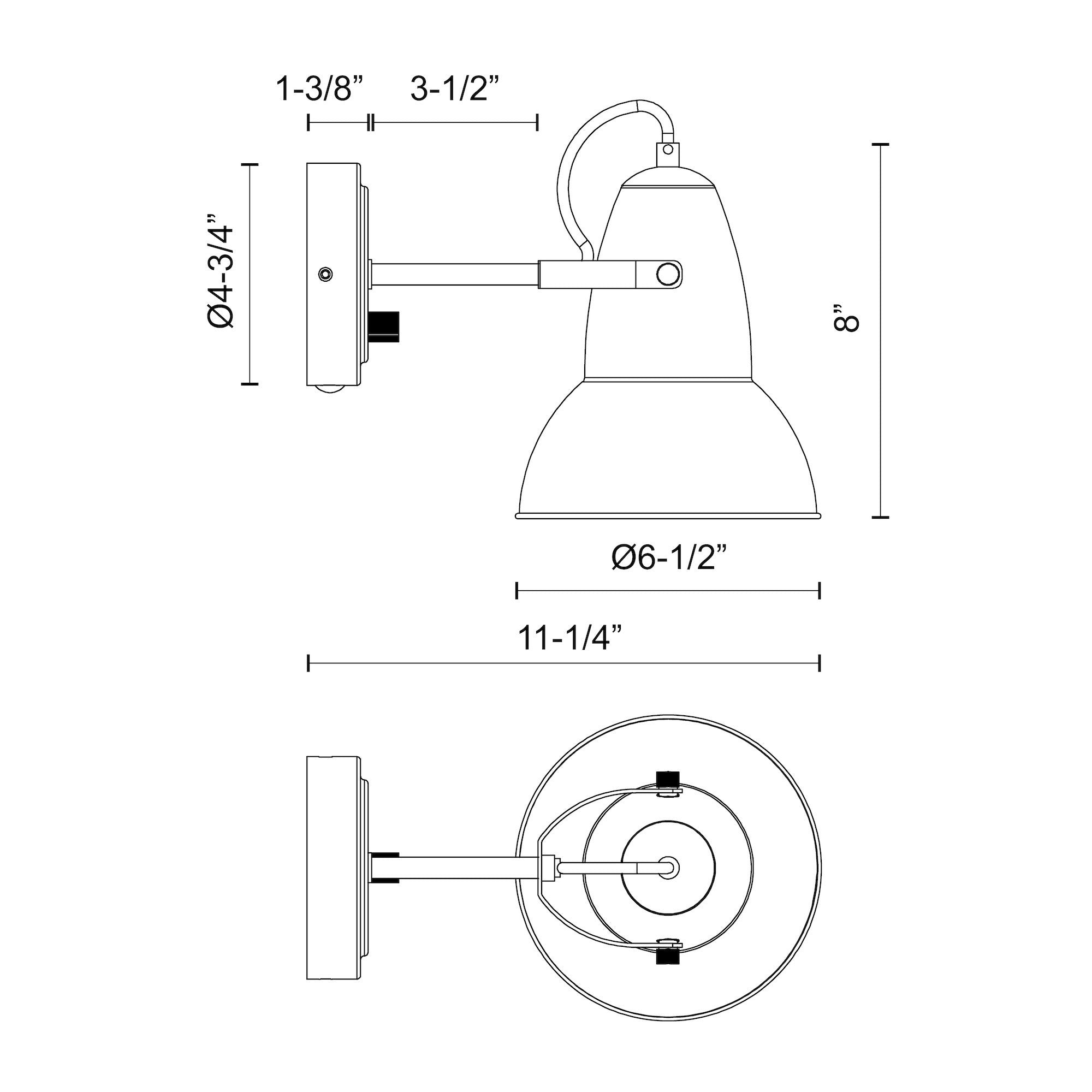 Felix 7-in Aged Gold/Matte Black 1 Light Wall/Vanity