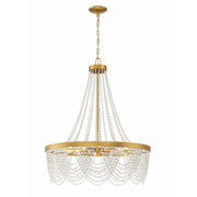 Crystorama Fiona FIO-A9104-GA-WH – 27 Inch – 4 Light – Chandelier – Antique Gold – Dry Rated