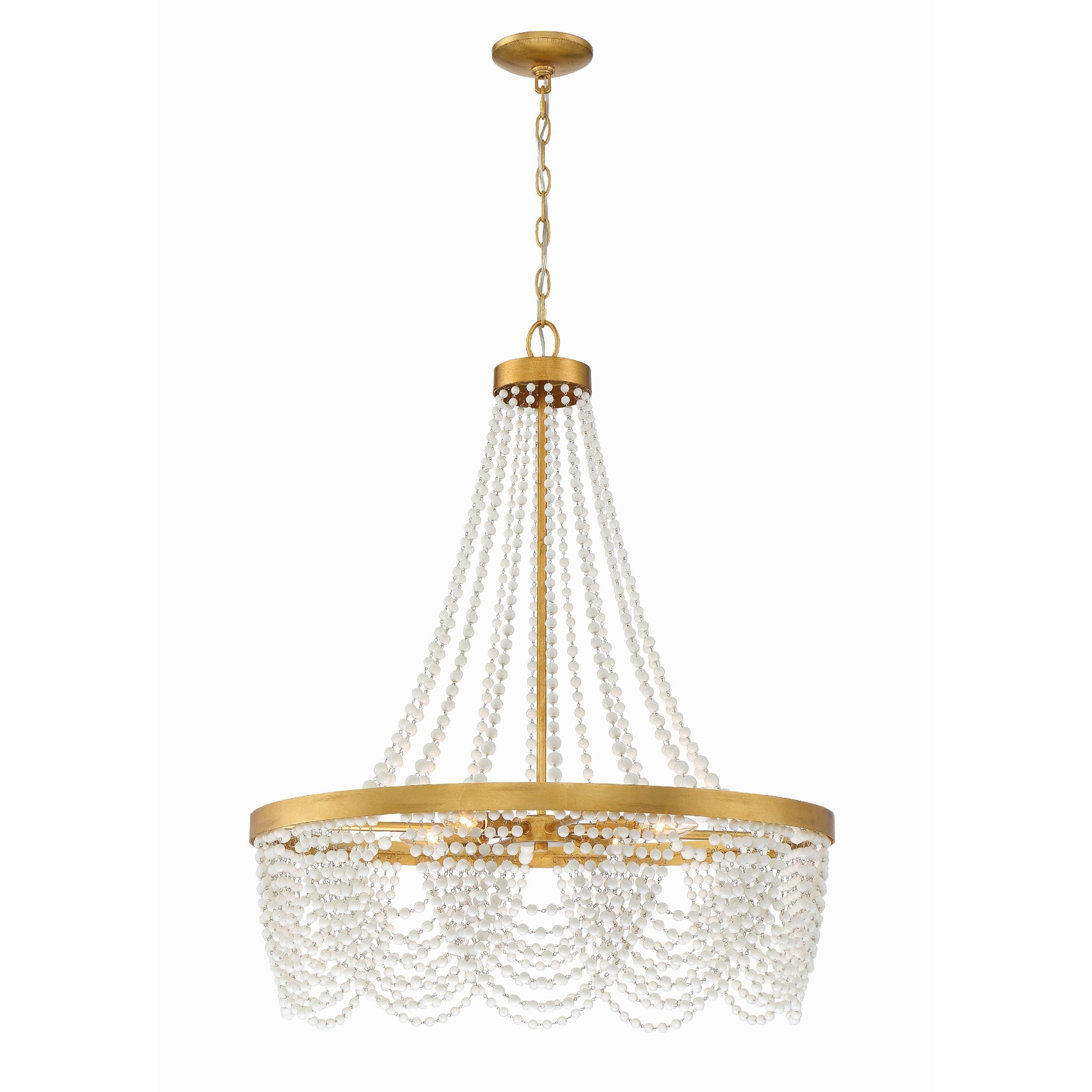 Crystorama Fiona FIO-A9104-GA-WH – 27 Inch – 4 Light – Chandelier – Antique Gold – Dry Rated