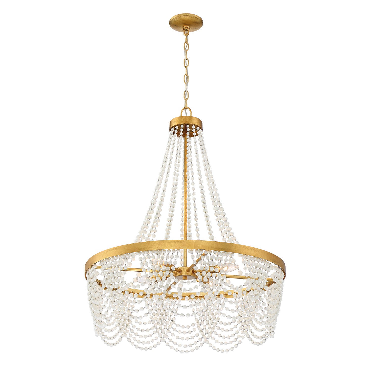 Crystorama Fiona FIO-A9104-GA-WH – 27 Inch – 4 Light – Chandelier – Antique Gold – Dry Rated