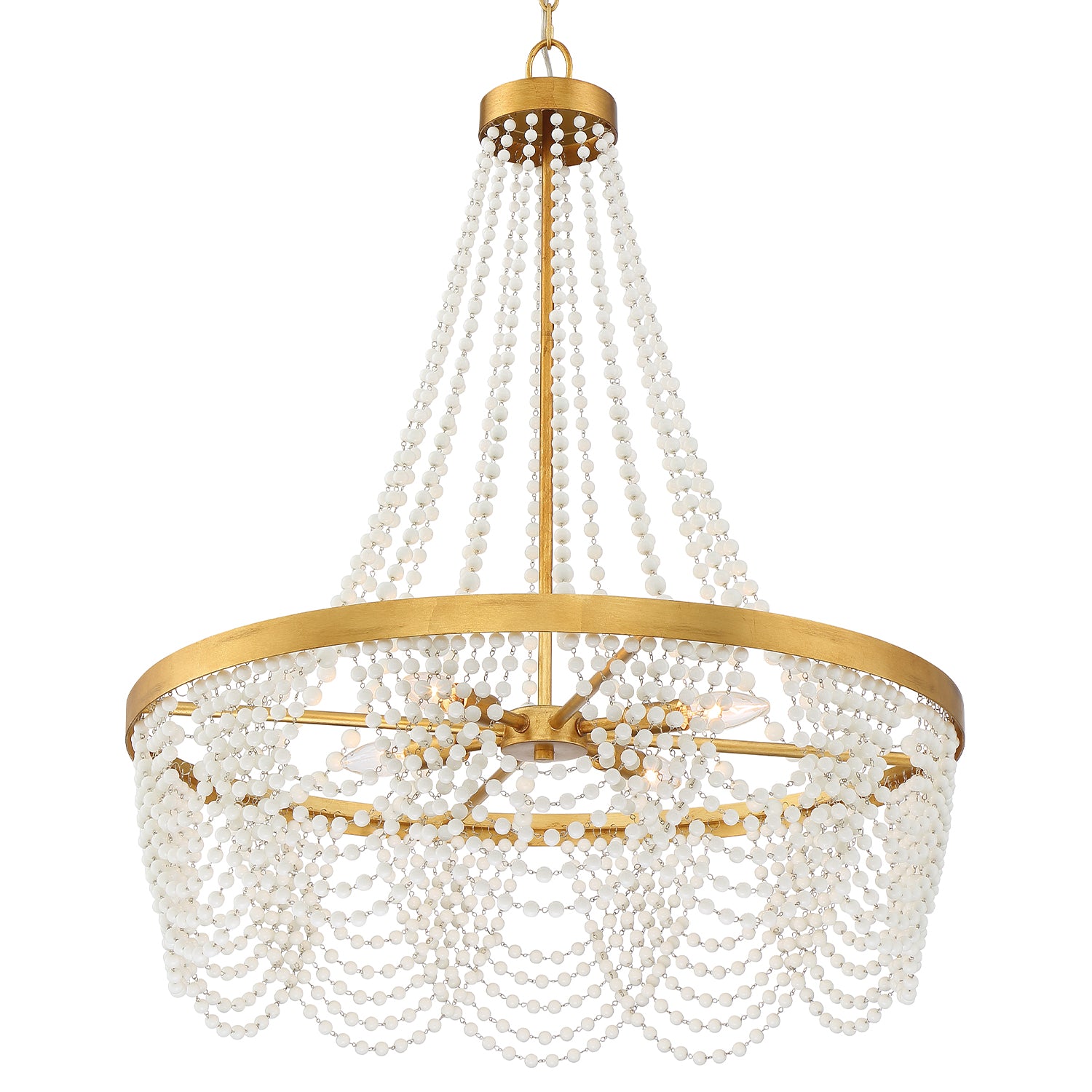Crystorama Fiona FIO-A9104-GA-WH – 27 Inch – 4 Light – Chandelier – Antique Gold – Dry Rated