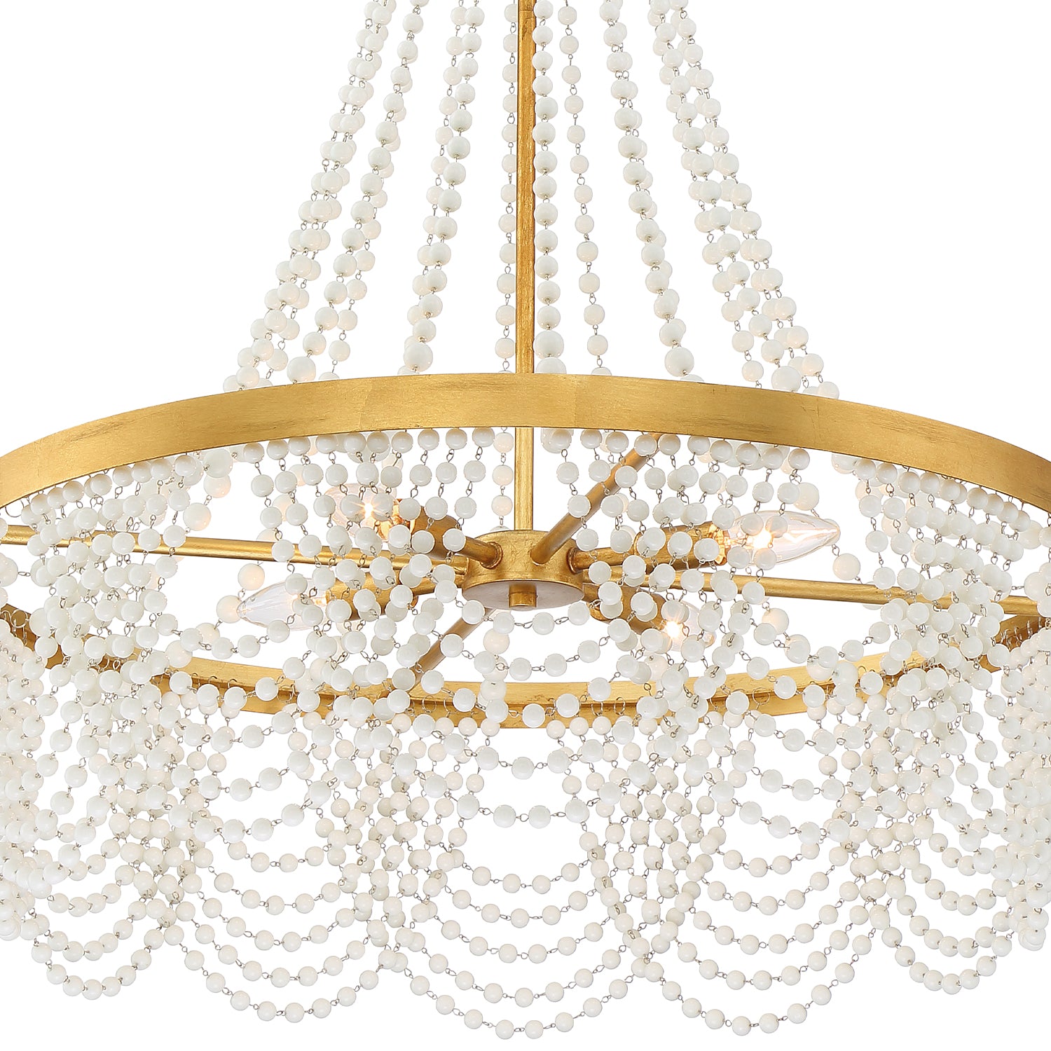 Crystorama Fiona FIO-A9104-GA-WH – 27 Inch – 4 Light – Chandelier – Antique Gold – Dry Rated