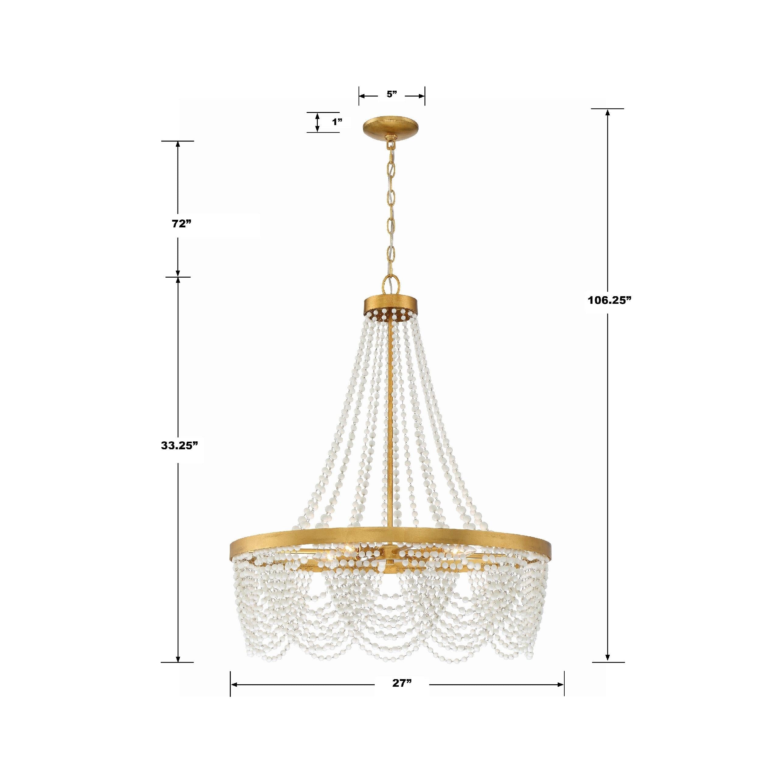 Crystorama Fiona FIO-A9104-GA-WH – 27 Inch – 4 Light – Chandelier – Antique Gold – Dry Rated