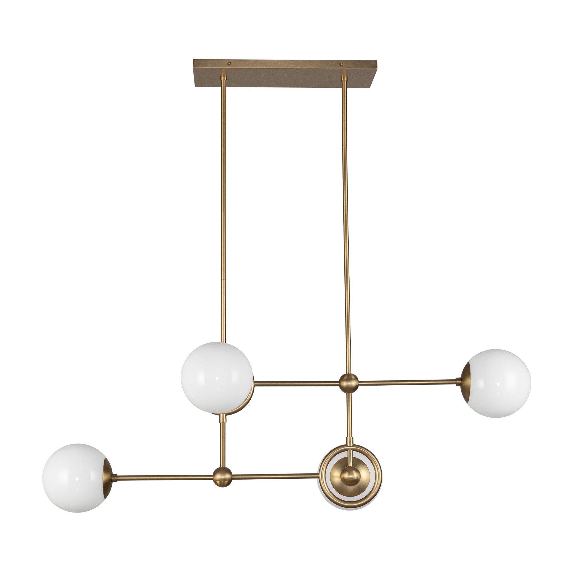 Fiore 42-in Brushed Gold/Glossy Opal Glass 4 Lights Chandelier
