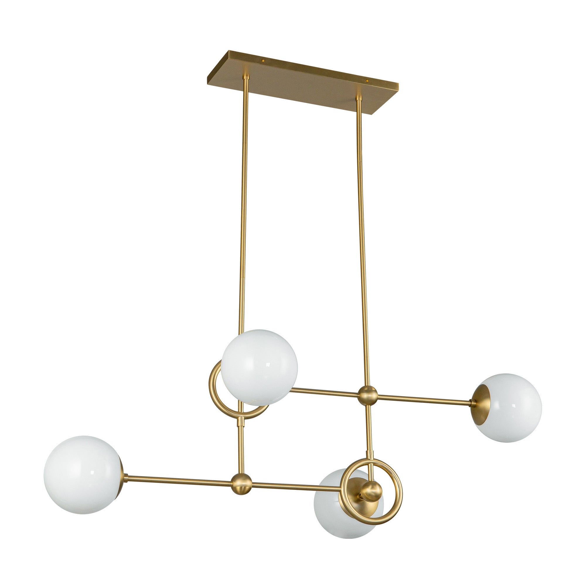Fiore 42-in Brushed Gold/Glossy Opal Glass 4 Lights Chandelier