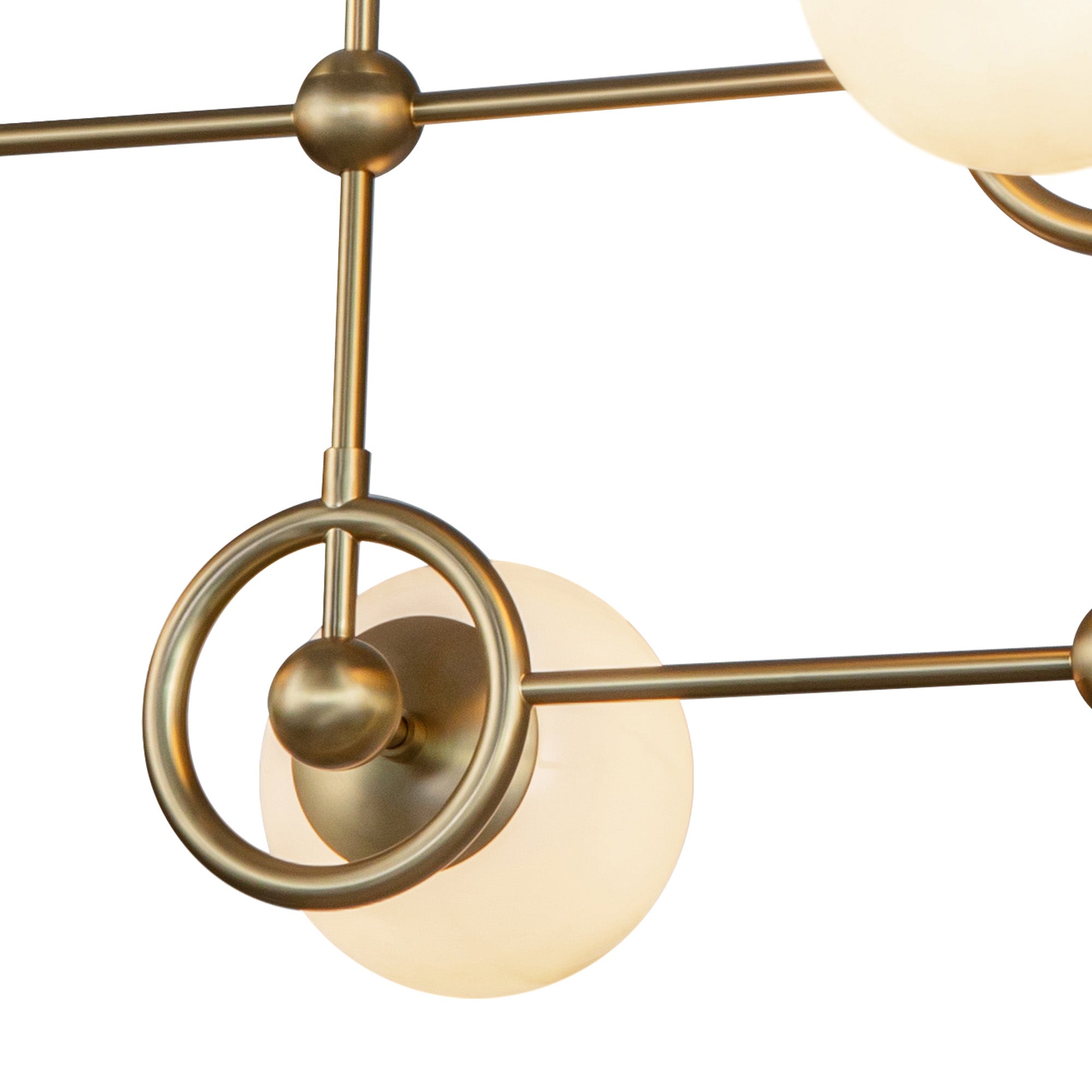 Fiore 42-in Brushed Gold/Glossy Opal Glass 4 Lights Chandelier