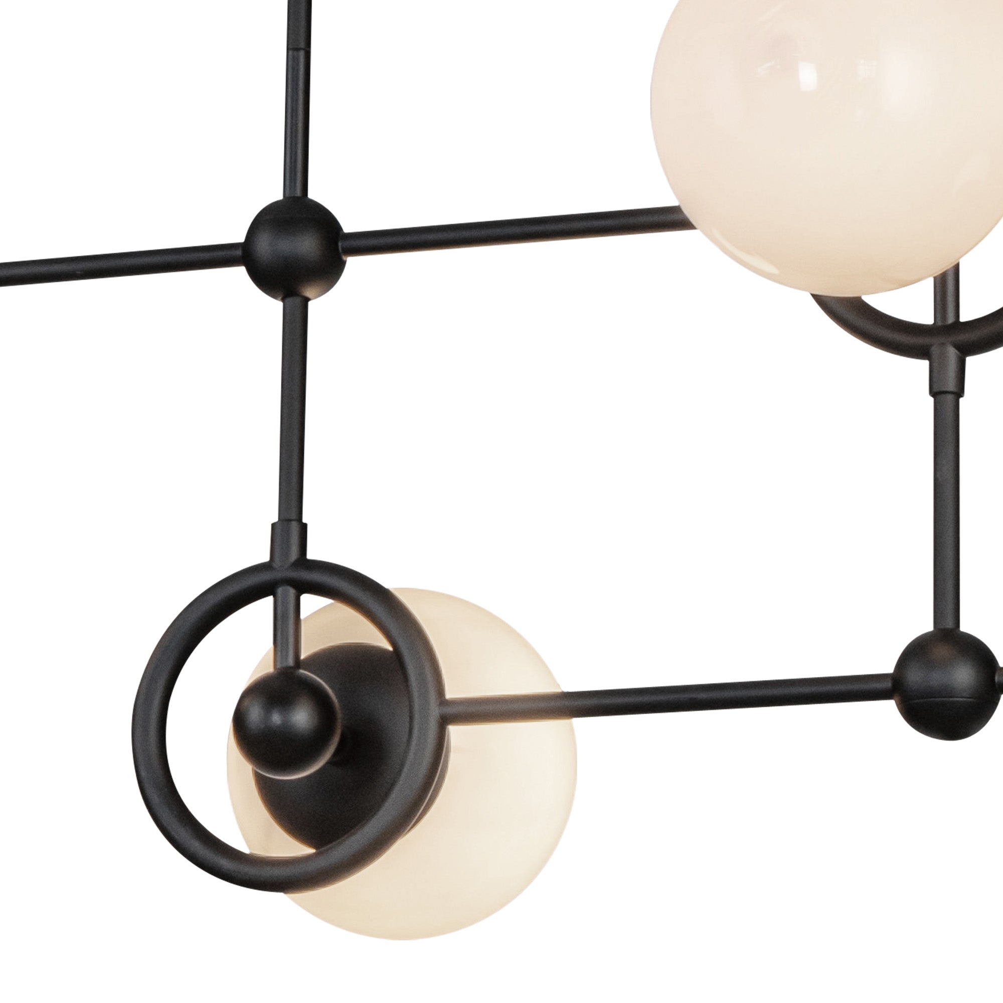 Fiore 42-in Matte Black/Glossy Opal Glass 4 Lights Chandelier
