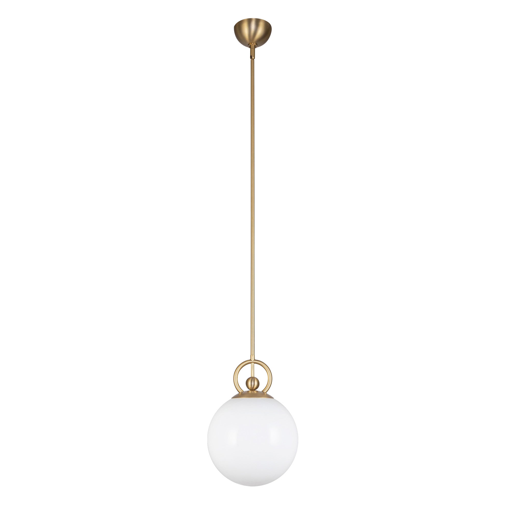 Fiore 10-in Brushed Gold/Glossy Opal Glass 1 Light Pendant