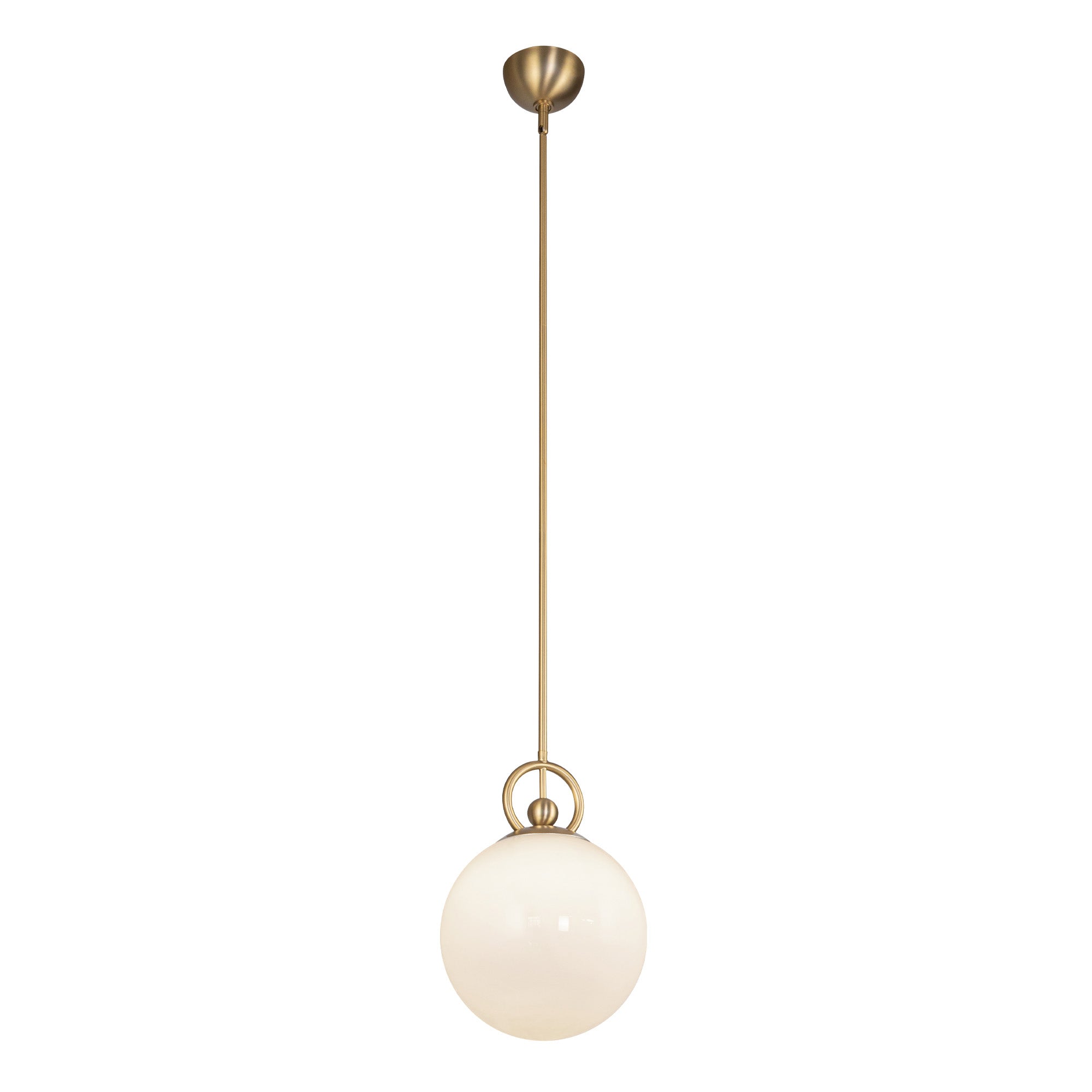 Fiore 10-in Brushed Gold/Glossy Opal Glass 1 Light Pendant
