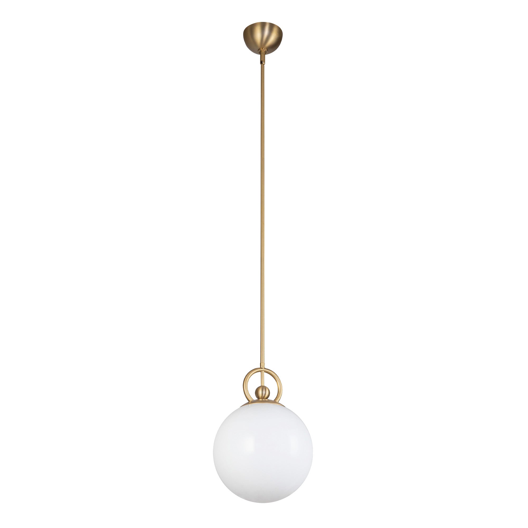 Fiore 10-in Brushed Gold/Glossy Opal Glass 1 Light Pendant