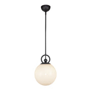 Fiore 10-in Matte Black/Glossy Opal Glass 1 Light Pendant