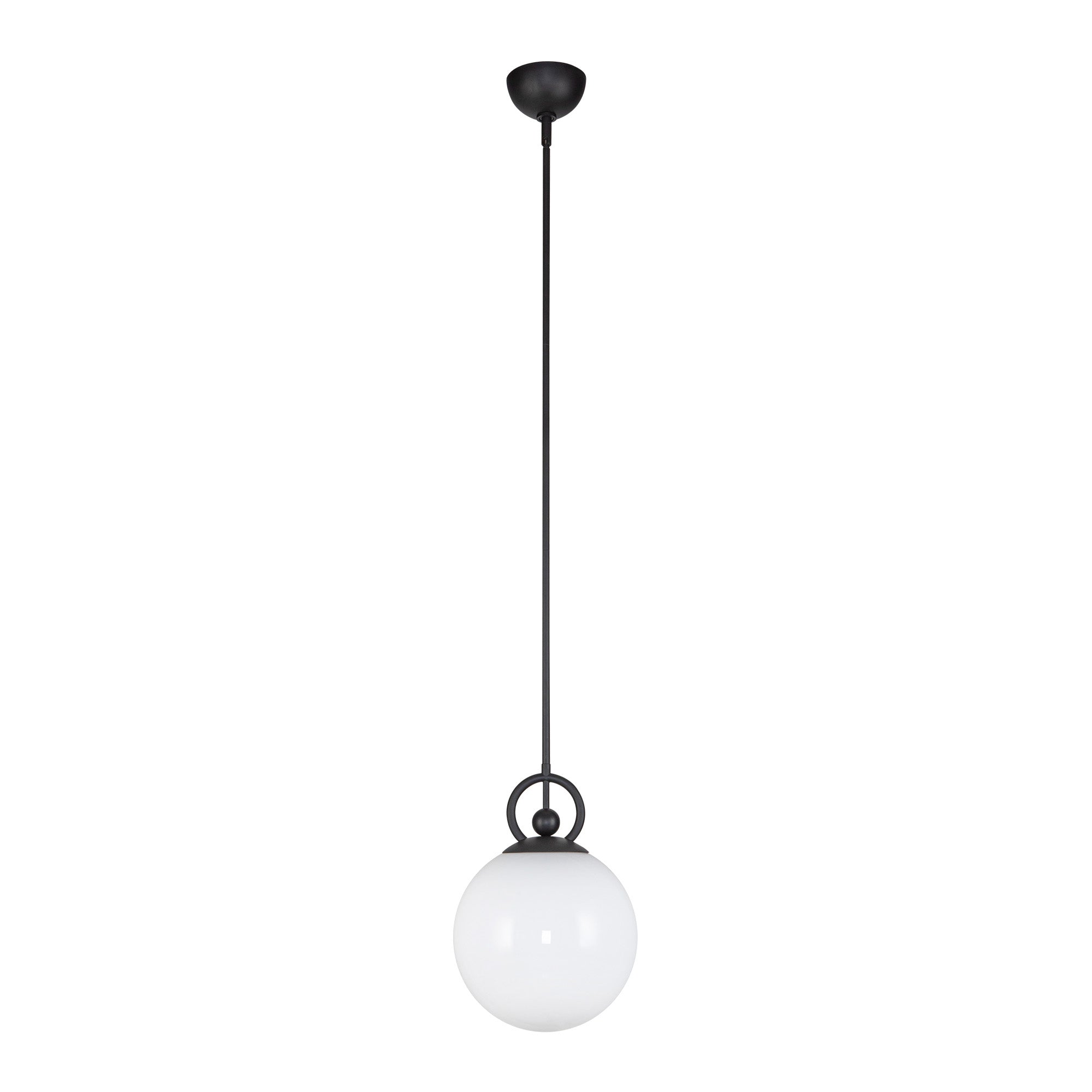 Fiore 10-in Matte Black/Glossy Opal Glass 1 Light Pendant