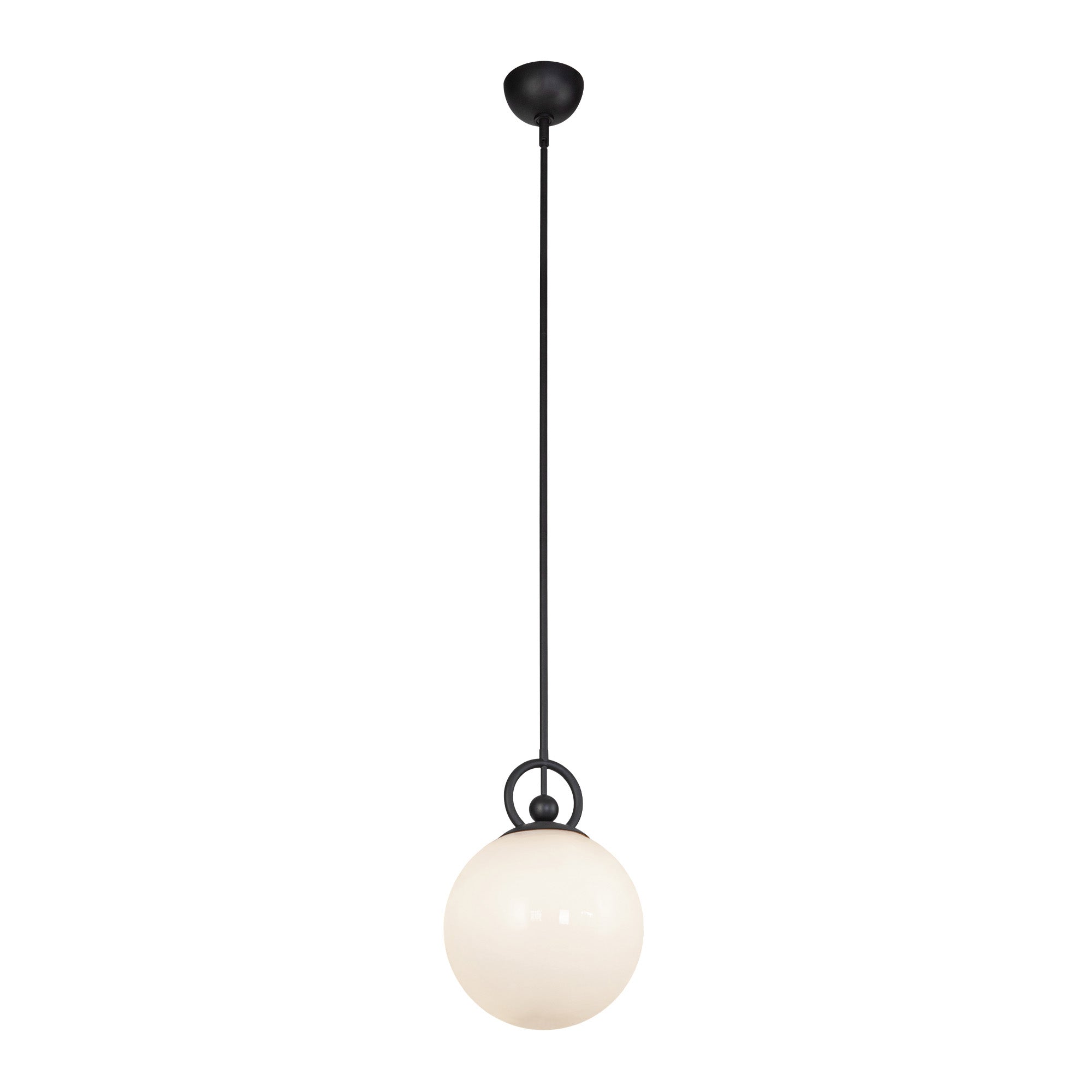 Fiore 10-in Matte Black/Glossy Opal Glass 1 Light Pendant