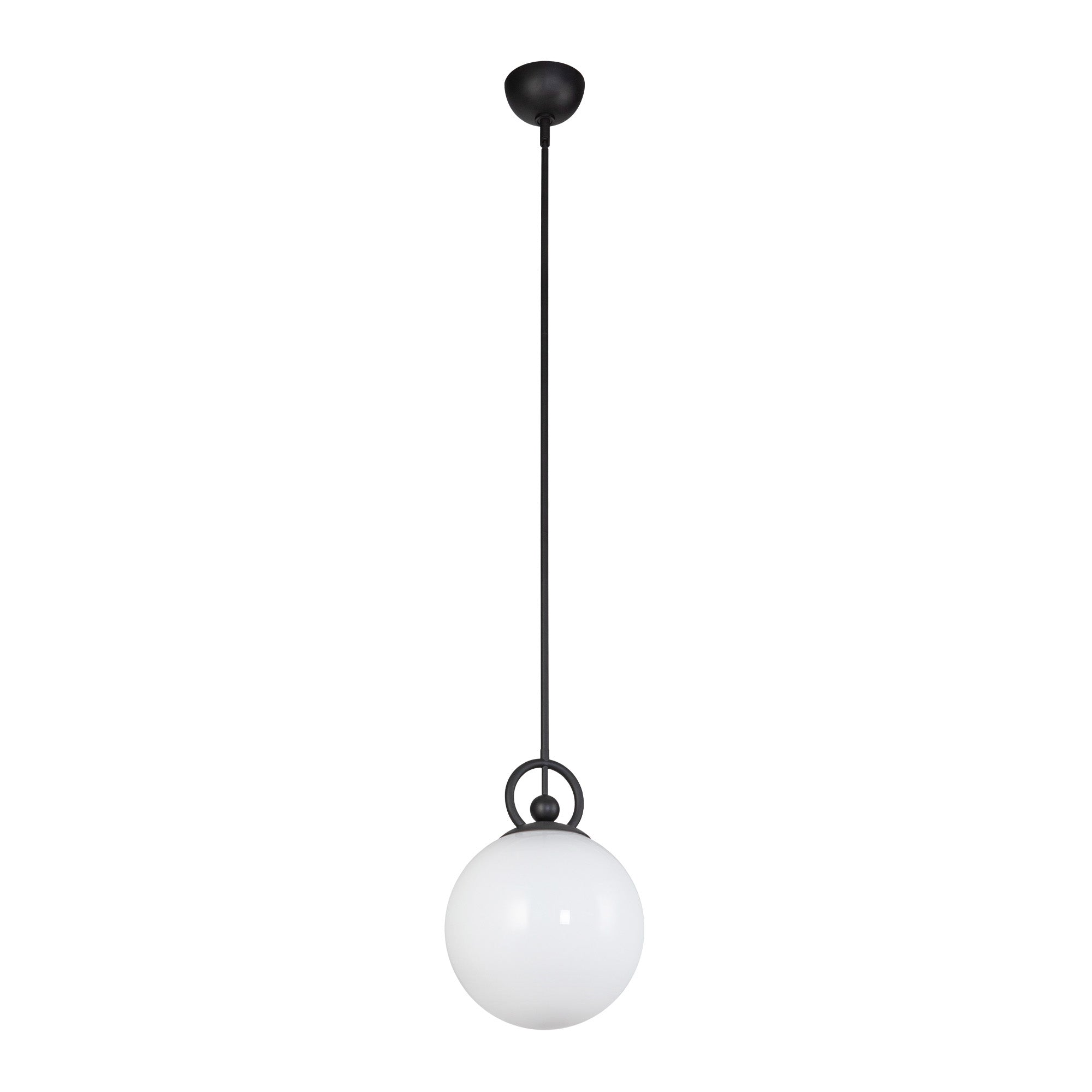 Fiore 10-in Matte Black/Glossy Opal Glass 1 Light Pendant