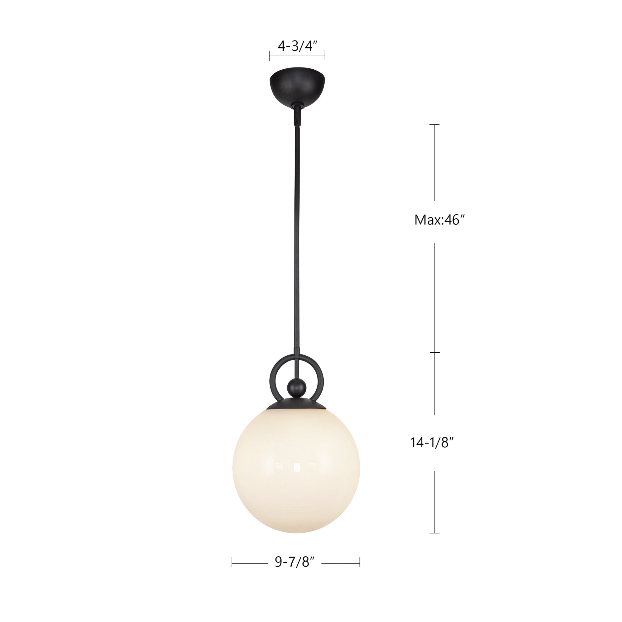 Fiore 10-in Matte Black/Glossy Opal Glass 1 Light Pendant