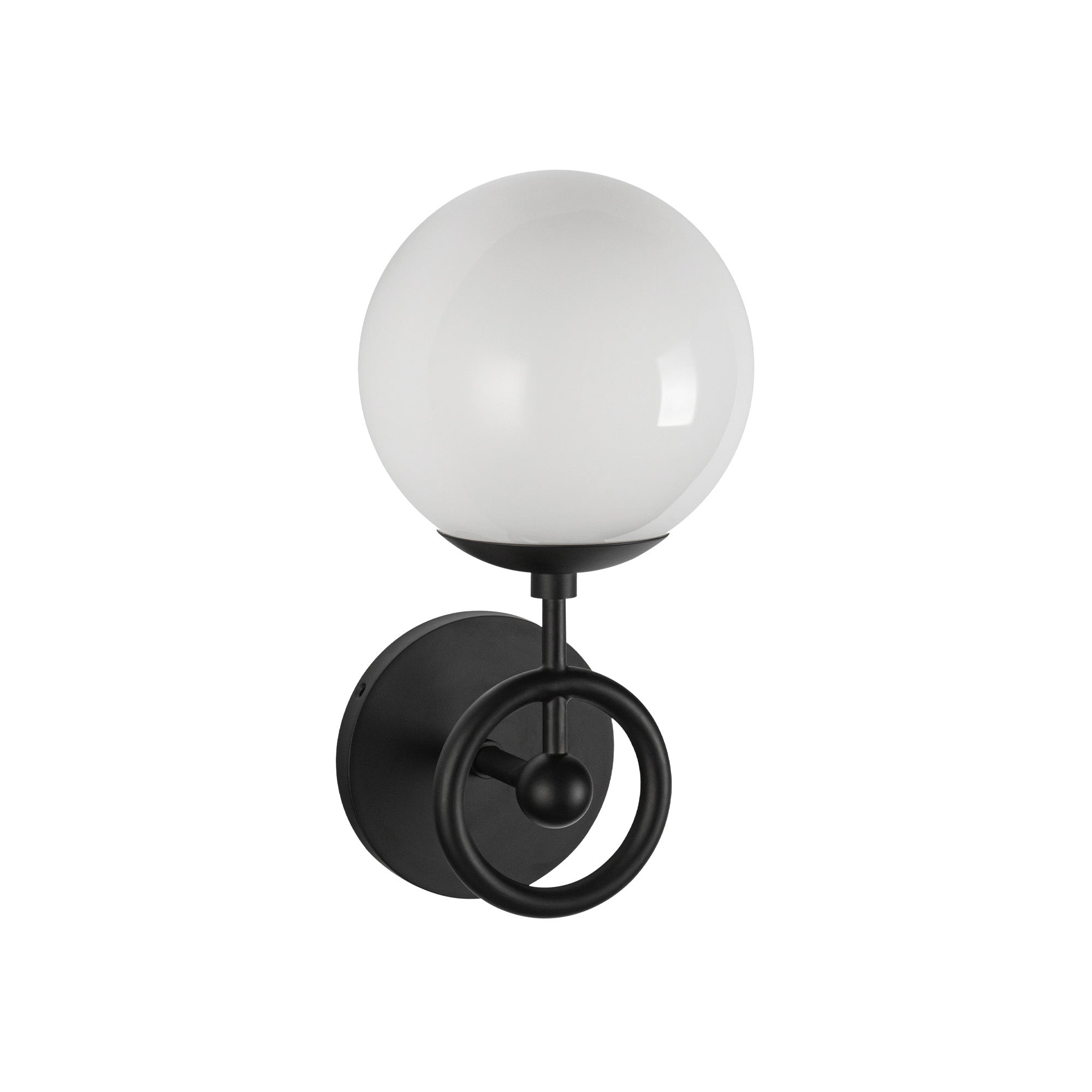 Fiore 6-in Matte Black/Glossy Opal Glass 1 Light Wall Vanity