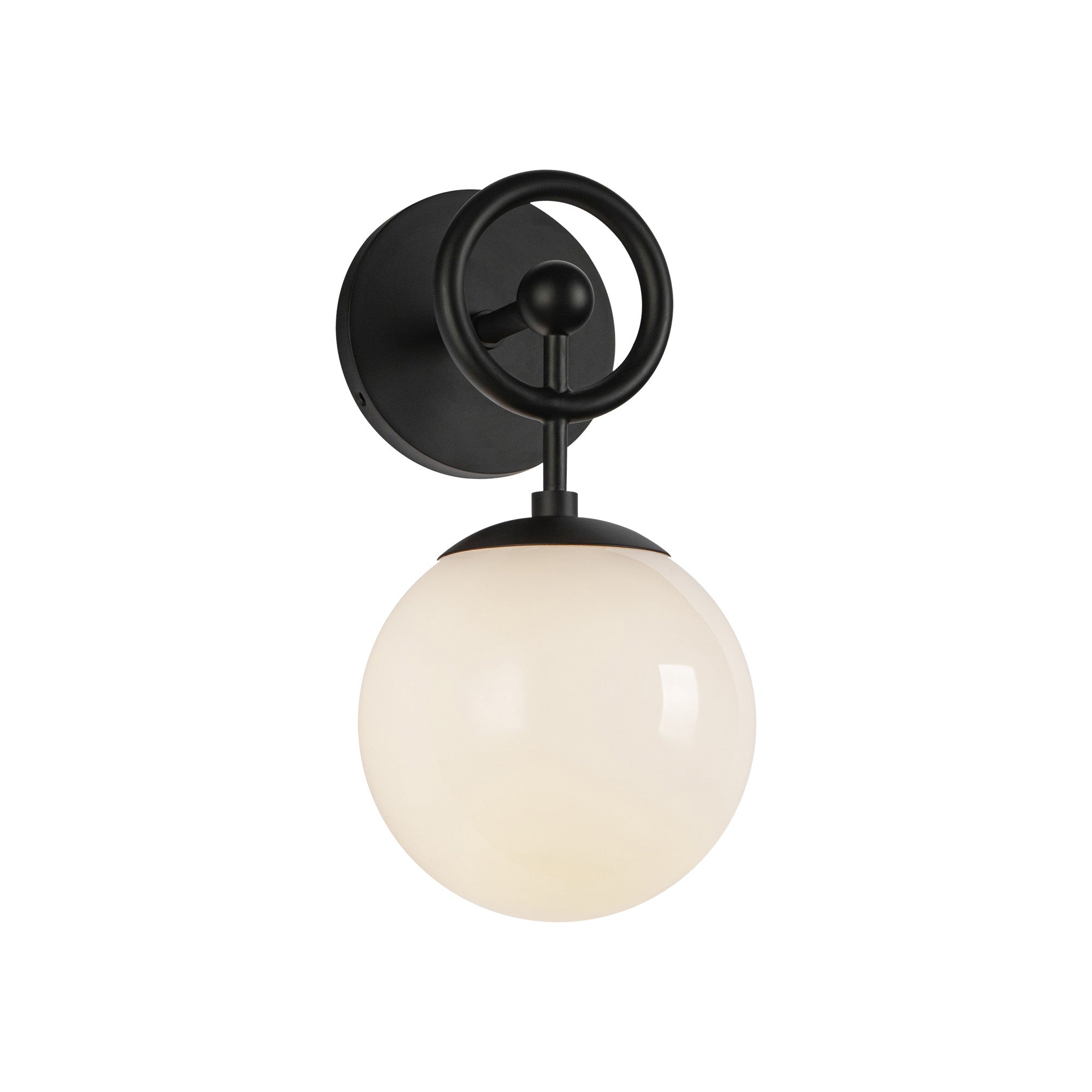 Fiore 6-in Matte Black/Glossy Opal Glass 1 Light Wall Vanity