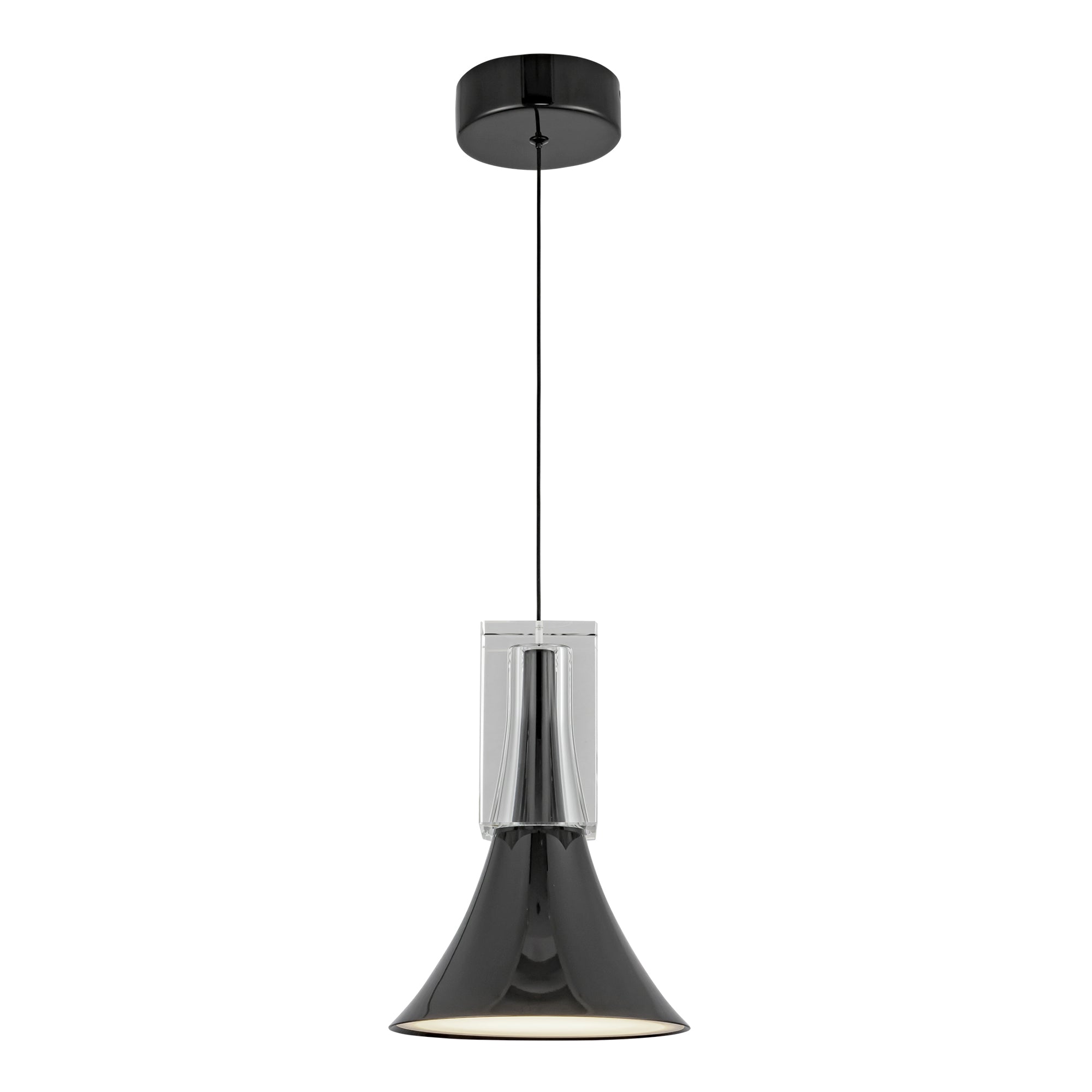 Floe 8-in Glossy Black/Clear Crystal LED Pendant