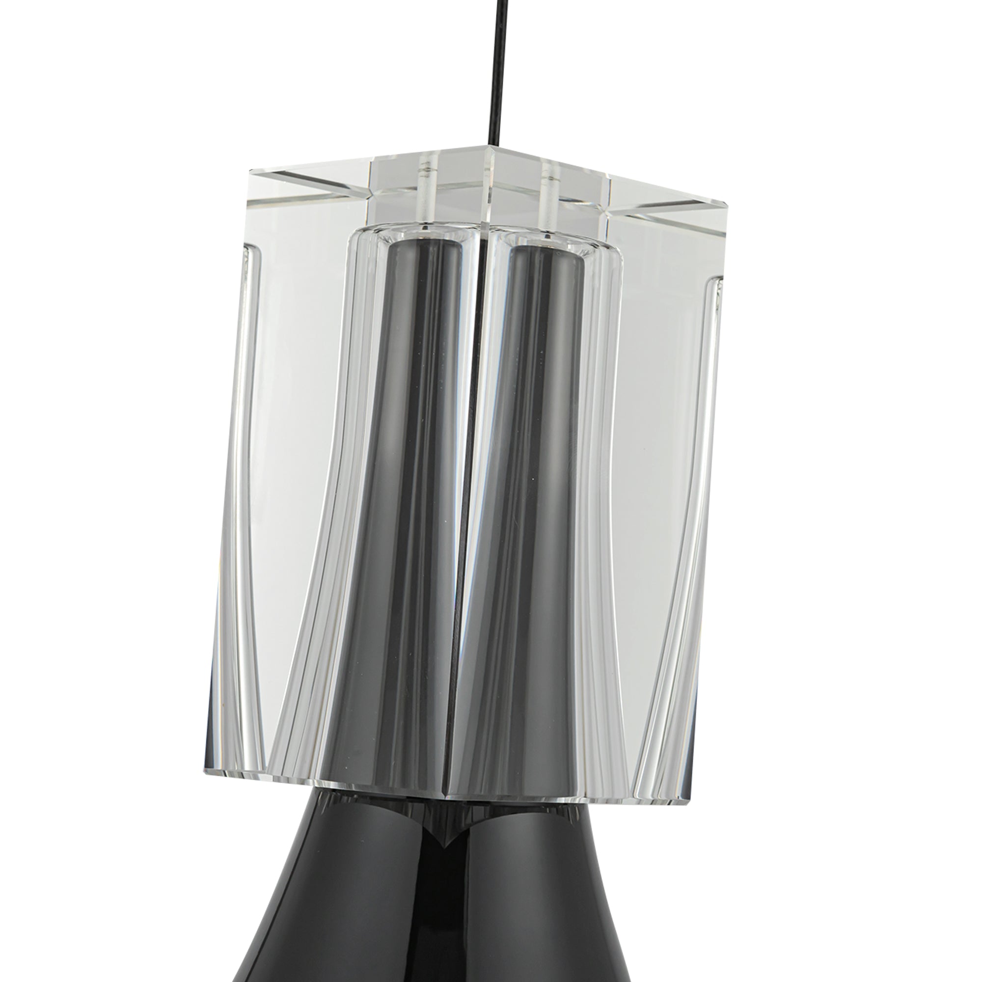 Floe 8-in Glossy Black/Clear Crystal LED Pendant