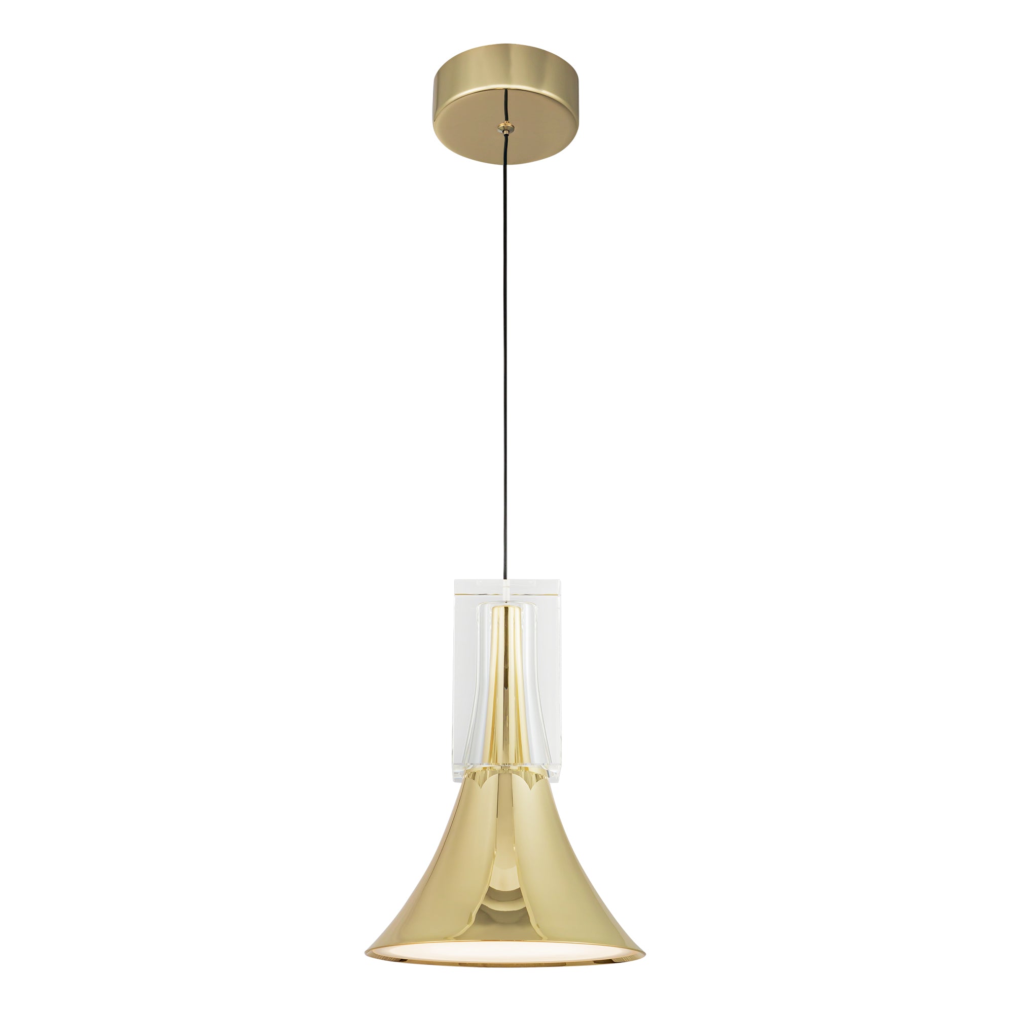 Floe 8-in Metallic Brass/Clear Crystal LED Pendant