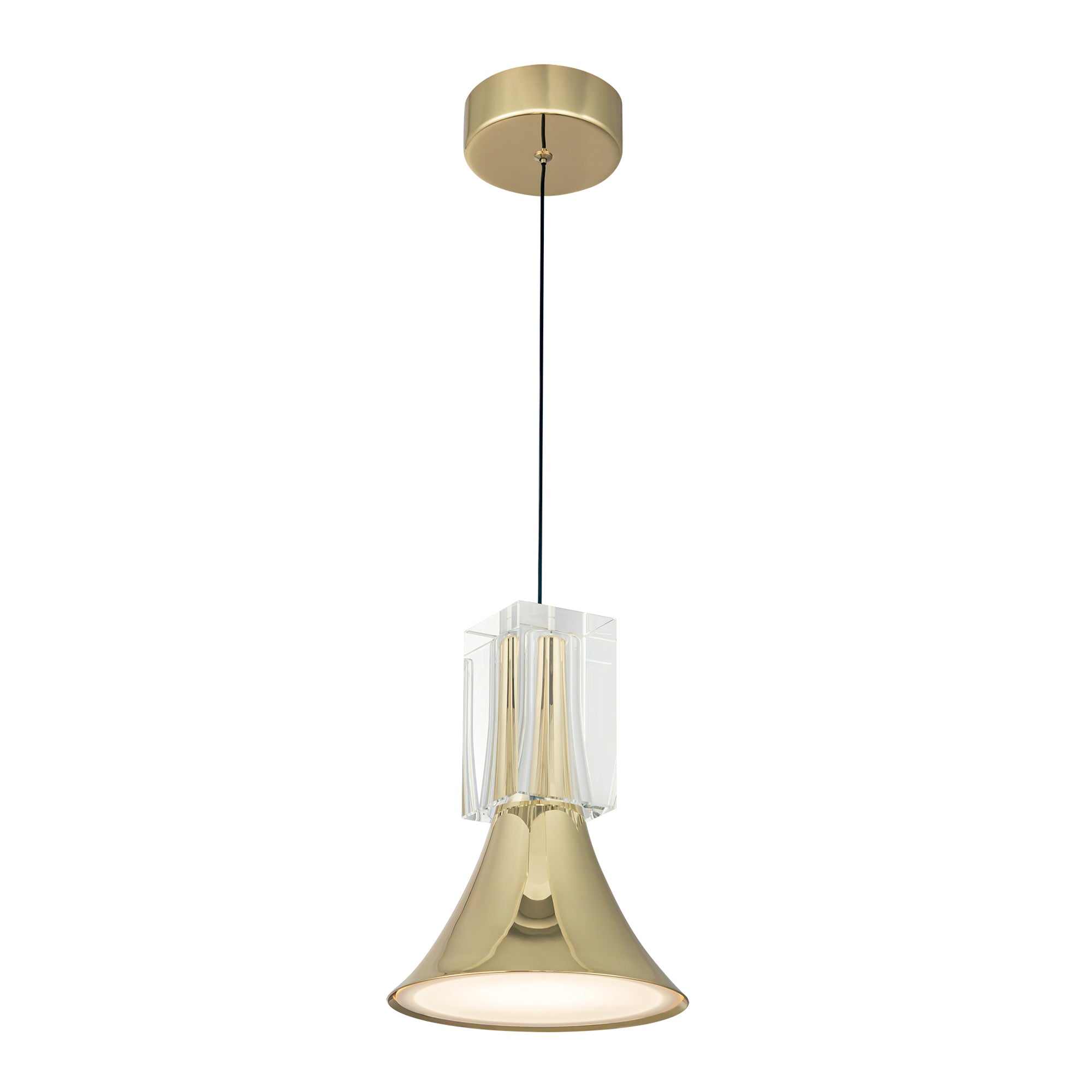 Floe 8-in Metallic Brass/Clear Crystal LED Pendant