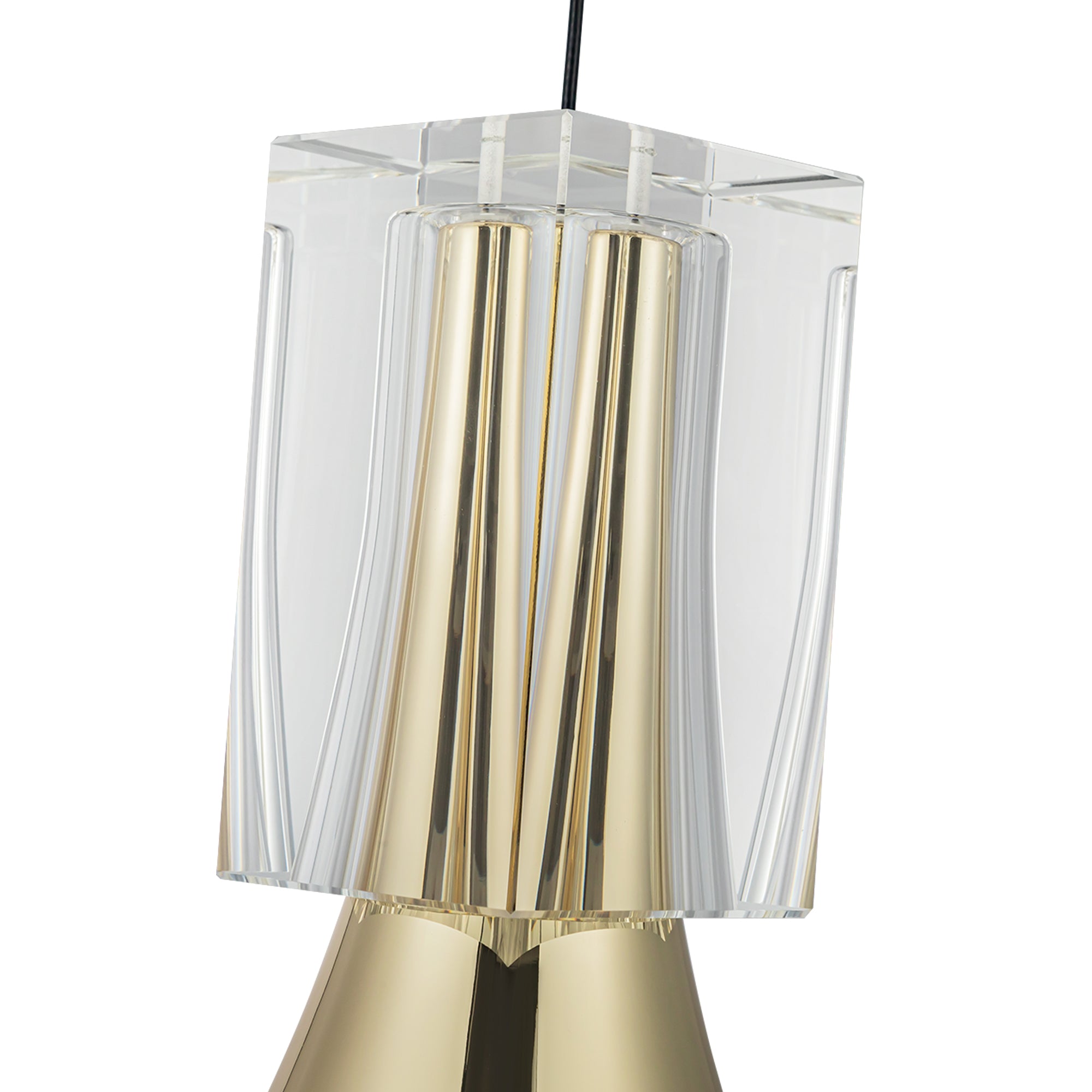 Floe 8-in Metallic Brass/Clear Crystal LED Pendant