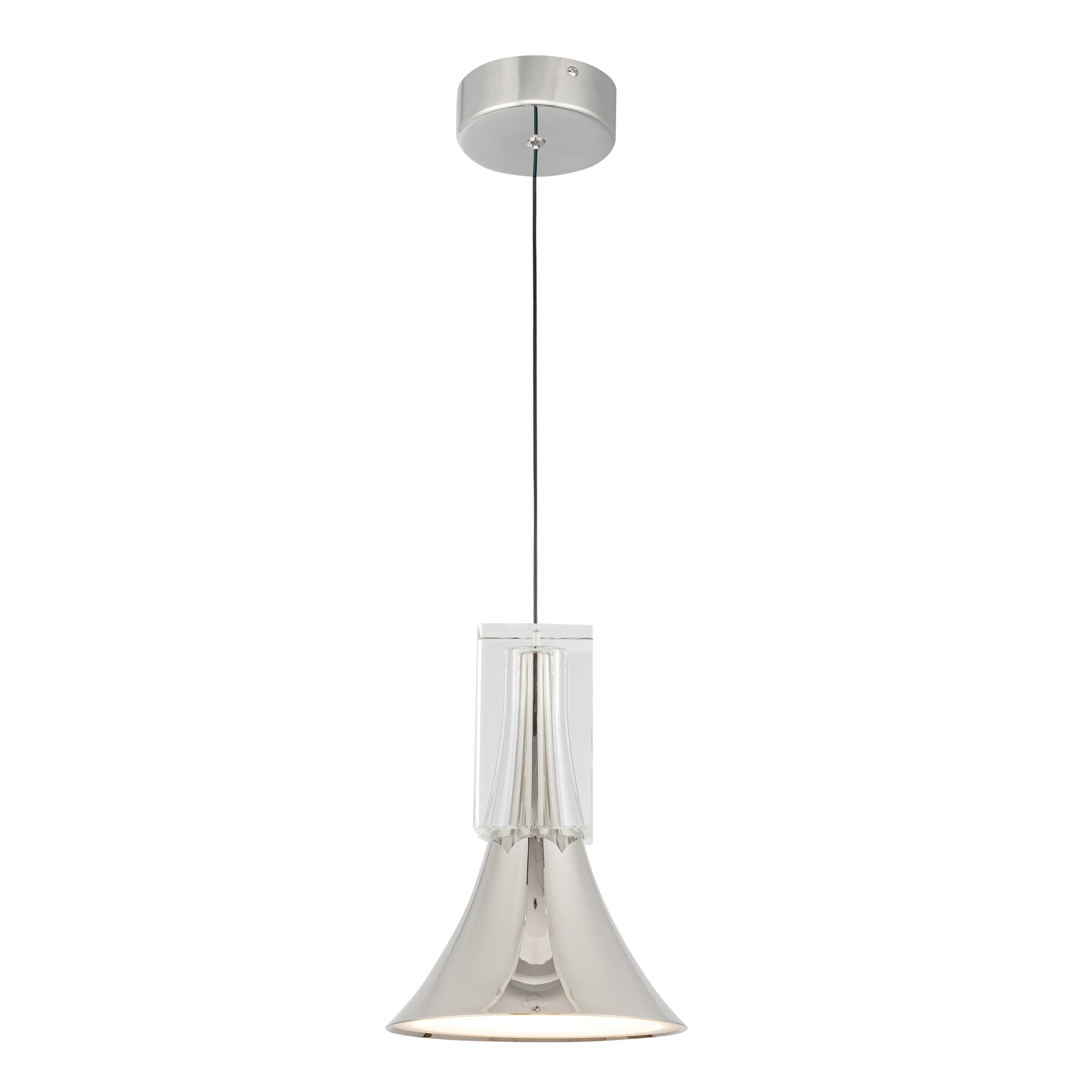 Floe 8-in Polished Nickel/Clear Crystal LED Pendant