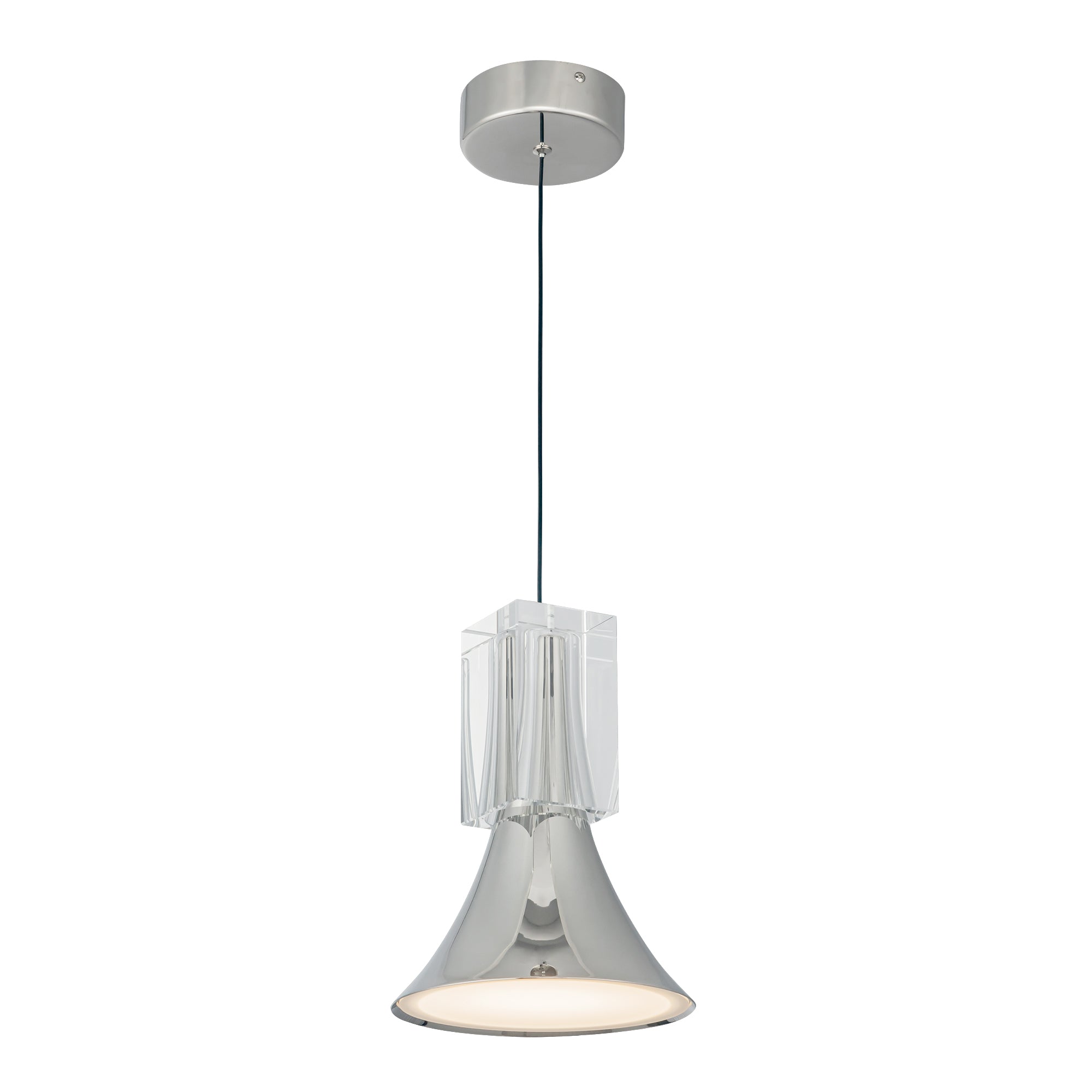 Floe 8-in Polished Nickel/Clear Crystal LED Pendant