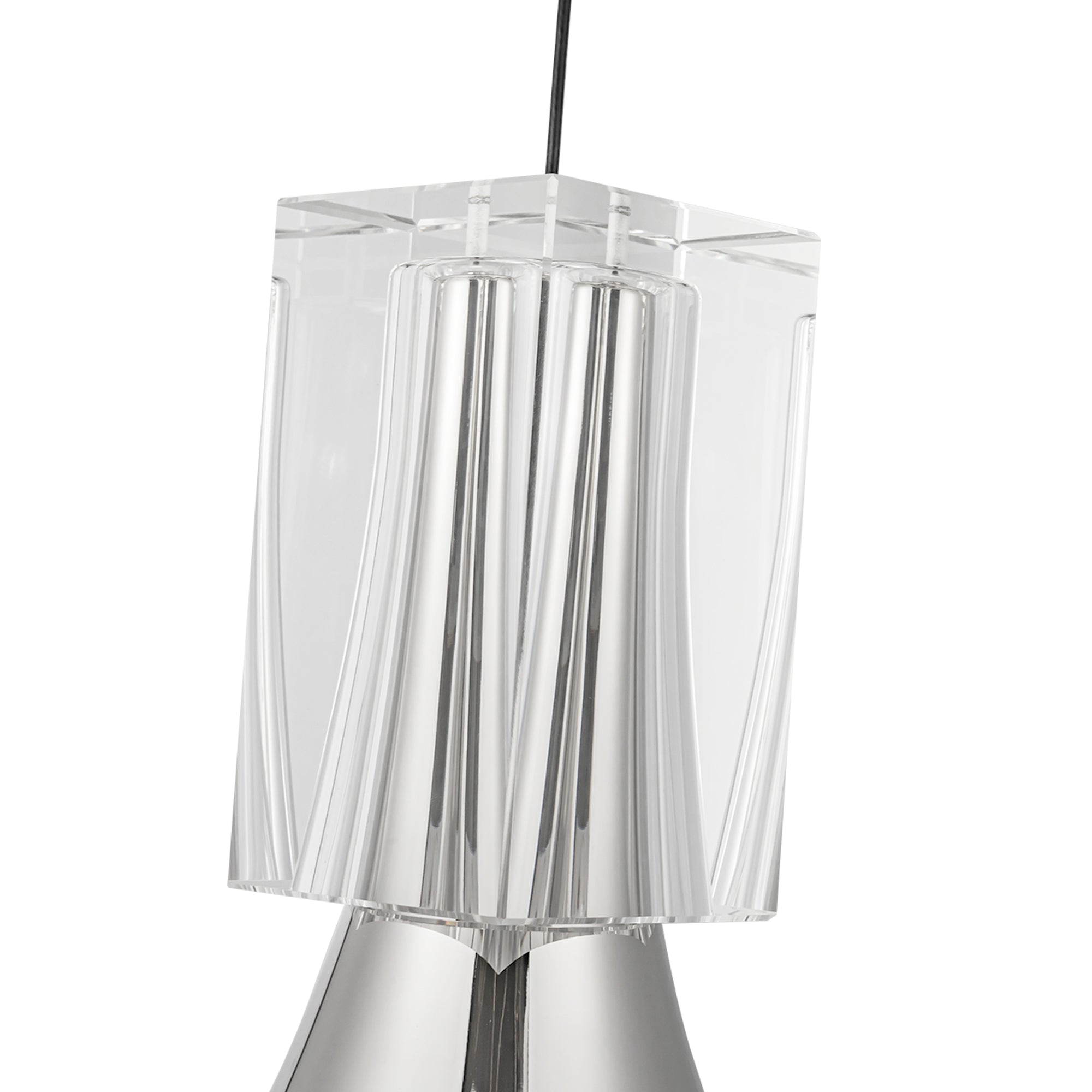 Floe 8-in Polished Nickel/Clear Crystal LED Pendant