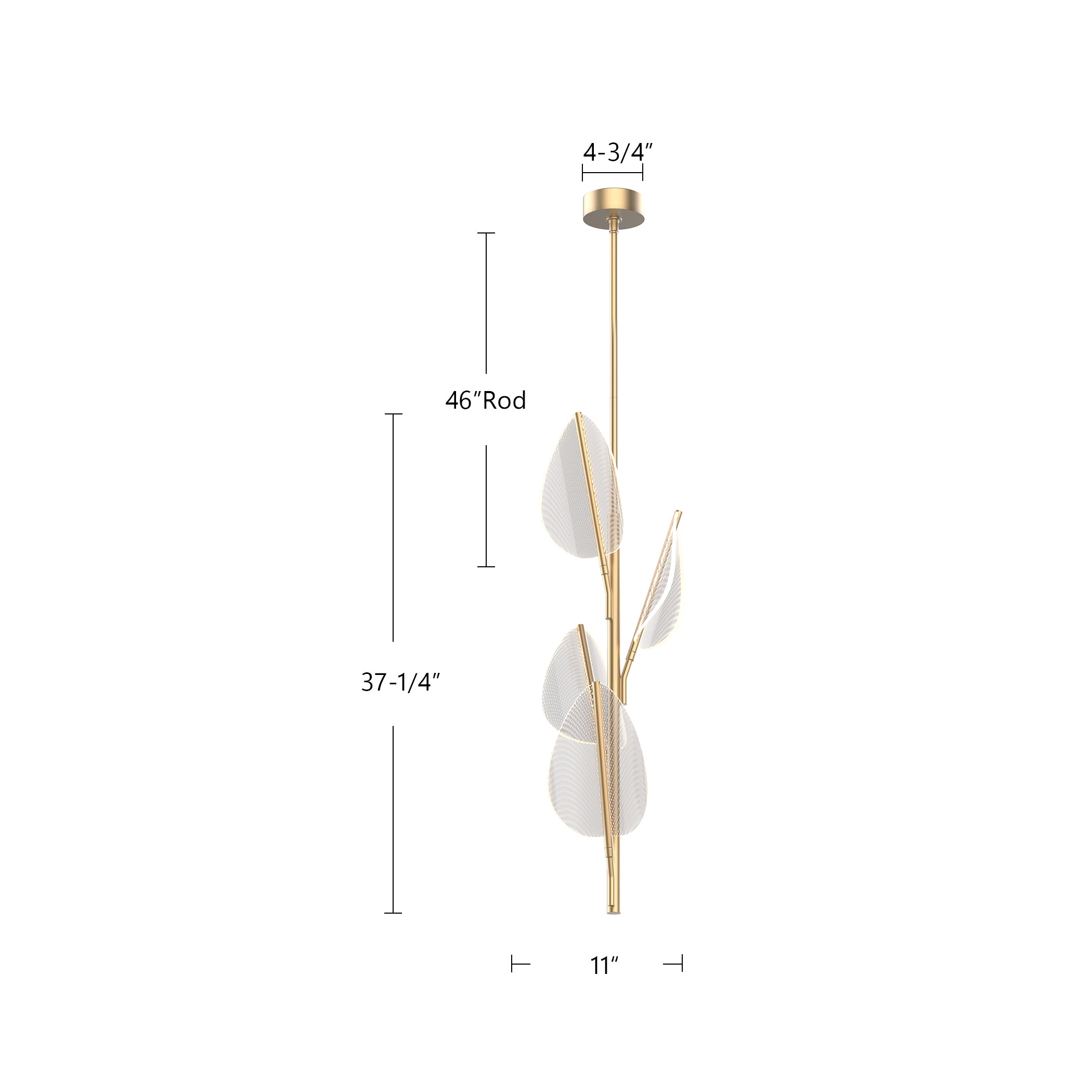 Flora 4 Head Natural Brass LED Pendant
