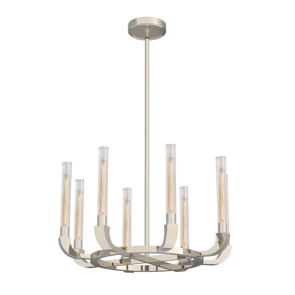 Alora Lighting FLUTE CH316708PNCR Chandelier Traditional - Polished Nickel Ribbed Glass