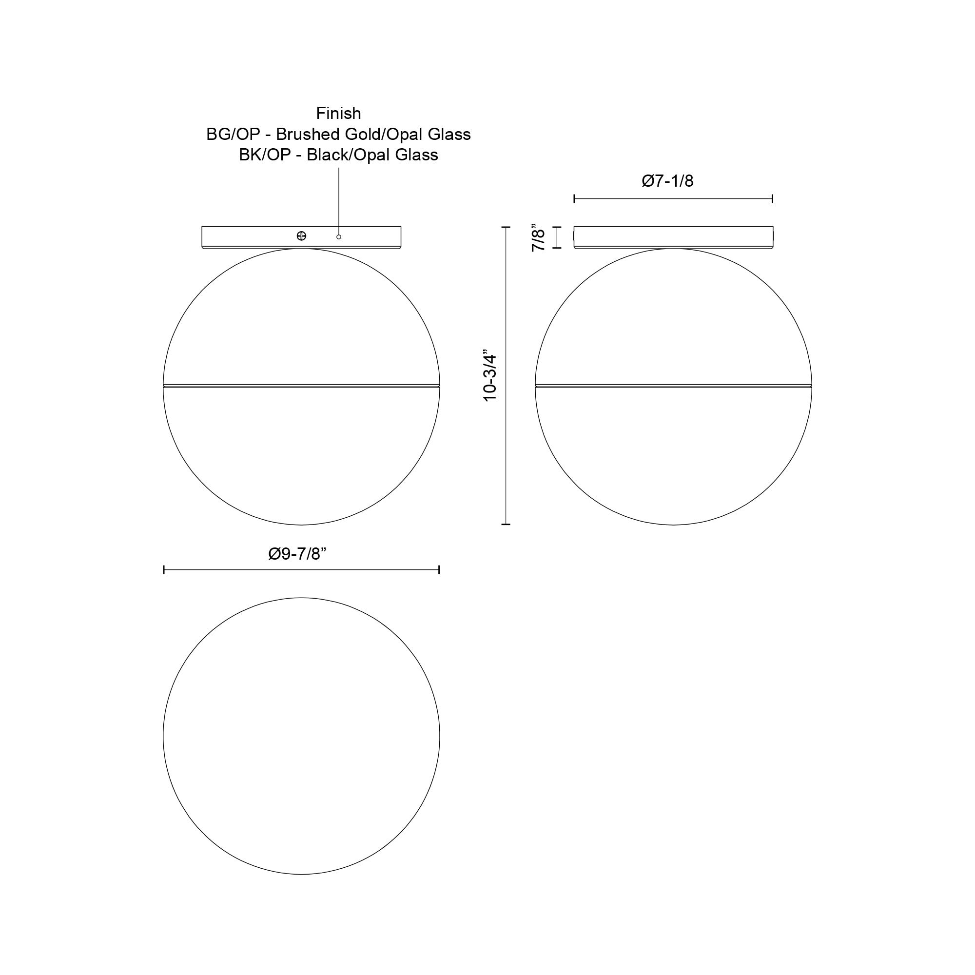 Monae 10-in Black/Opal Glass 1 Light Flush Mount