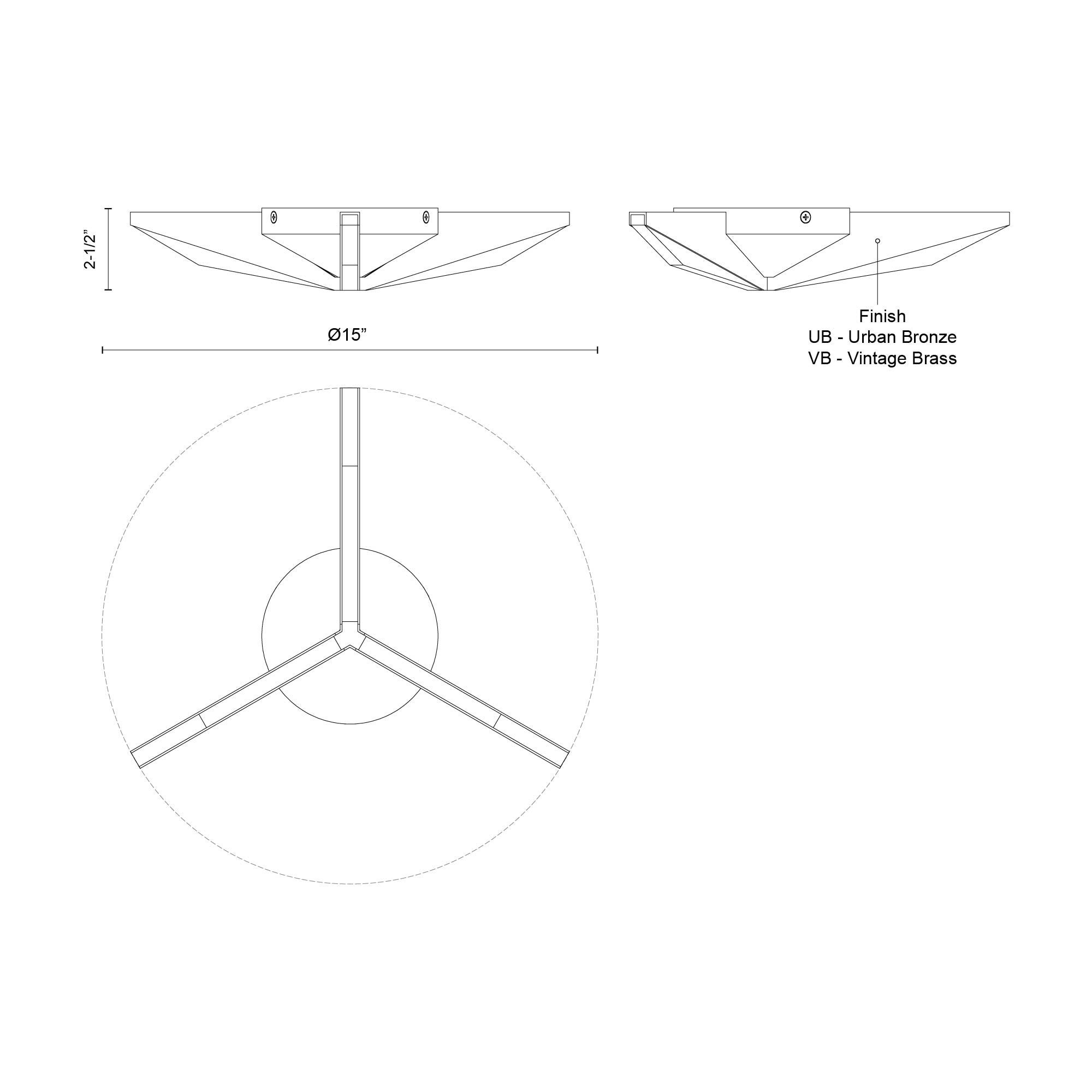 Tachi 15-in Urban Bronze LED Flush Mount