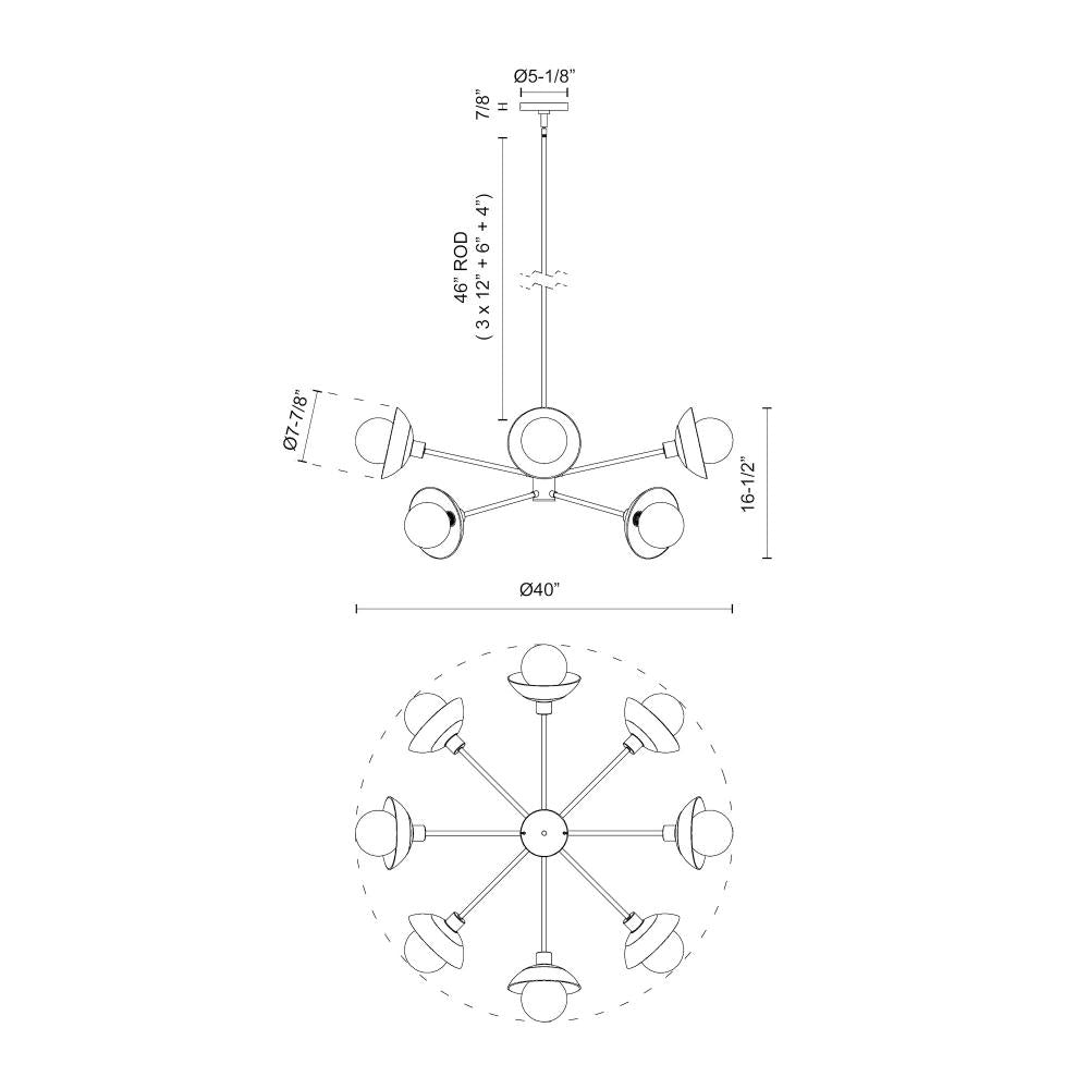 Alora Lighting FRANCESCA CH517338MBCL Chandelier - Matte Black