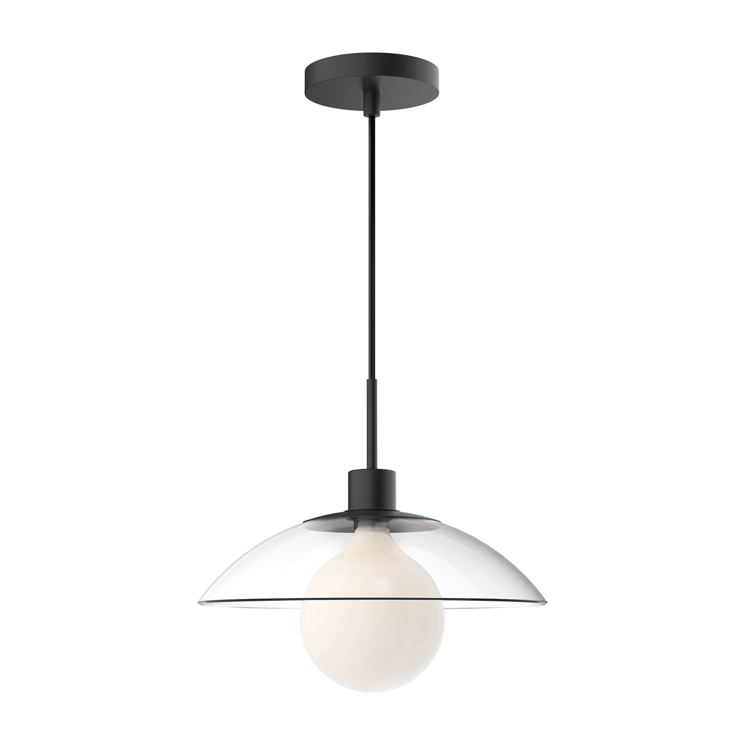 Francesca 12-in Clear Glass/Matte Black 1 Light Pendant